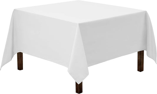 Gee Di Moda Square Tablecloth - 85 x 85 Inch White Table Cloth for Large Square or Round Tables - Heavy Duty Washable Fabric - for Buffet Table, Holiday Party, Dinner, Wedding & Baby Shower