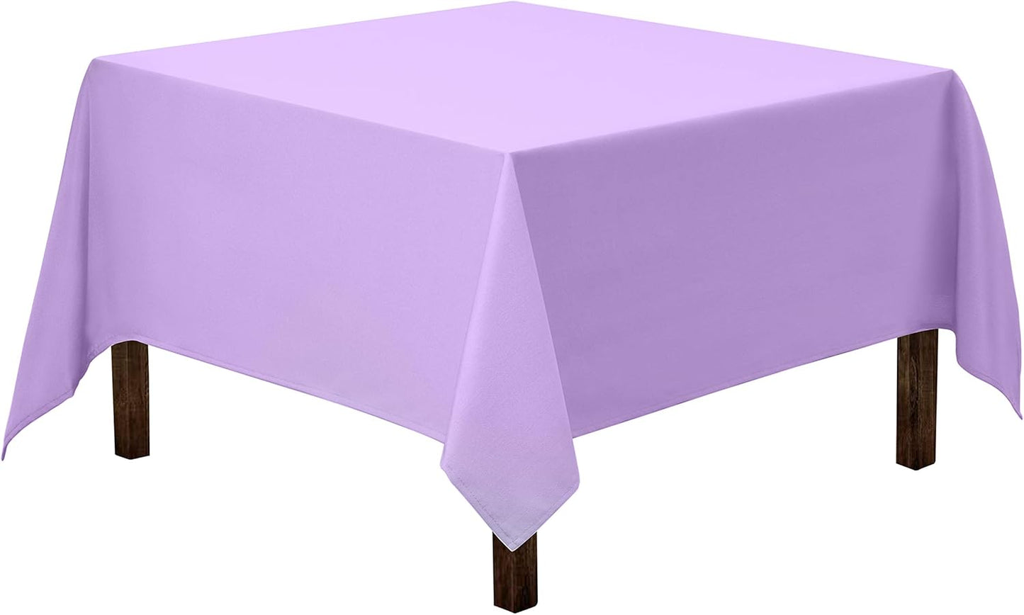 Gee Di Moda Square Tablecloth - 85 x 85 Inch Lavender Table Cloth for Large Square or Round Tables - Heavy Duty Washable Fabric - for Buffet Table, Holiday Party, Dinner, Wedding & Baby Shower
