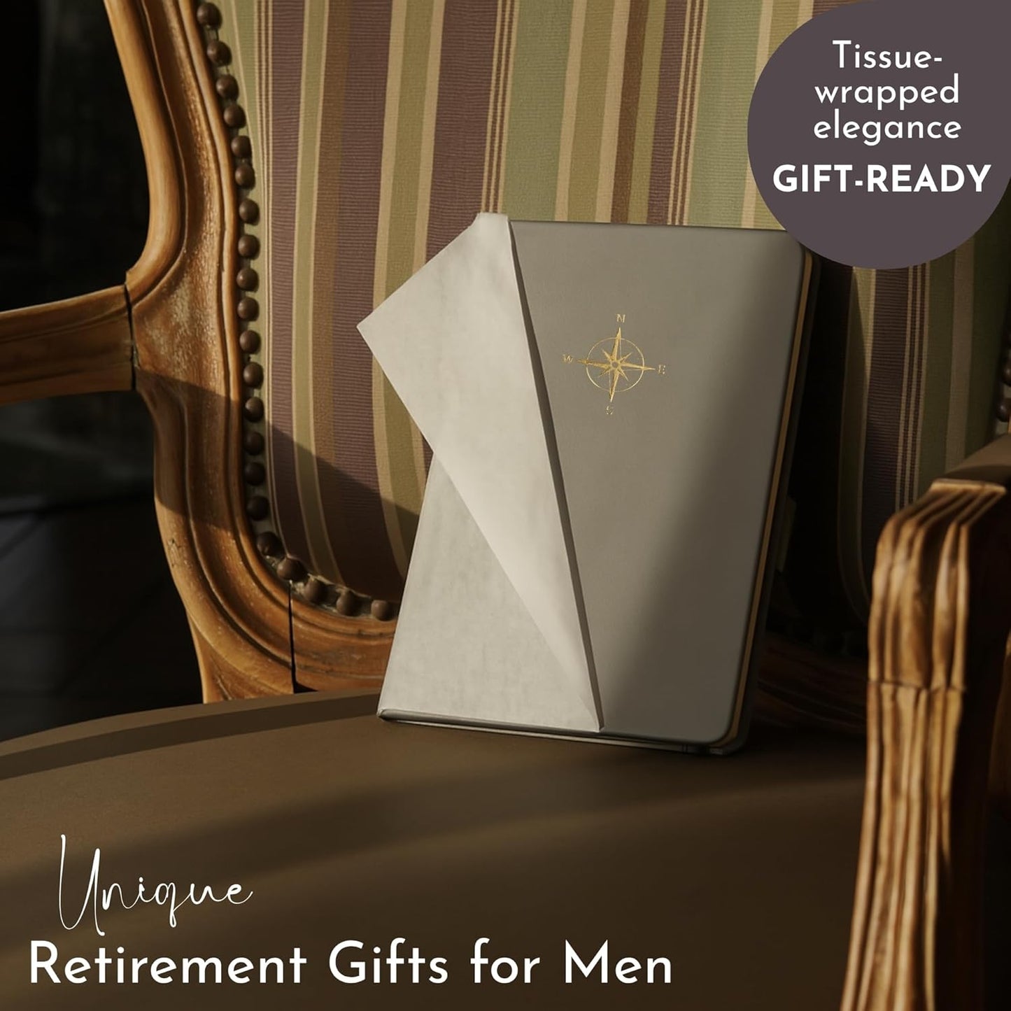 SETTINI Lined Journal, Ideal for Journaling - A5 Vegan Leather Notebook, 192 Archival-Quality Pages, QuillEase Bleed-Free Paper, Inner Pocket & Bookmark - Travel Journal for Men & Women, Grey Compass