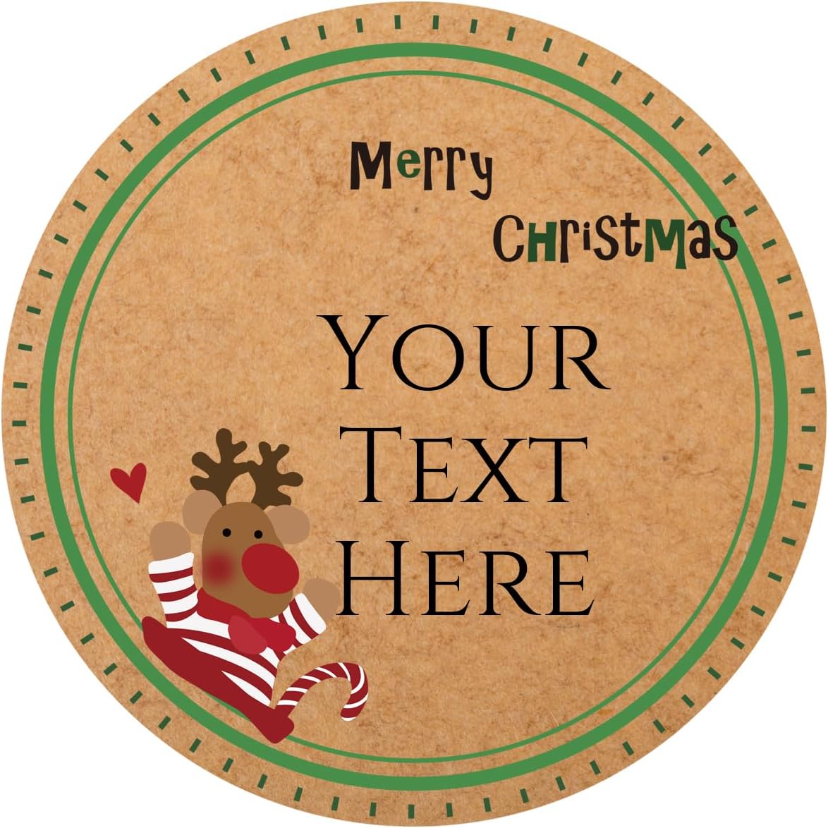 100-1000pcs Custom Stickers Merry Christmas Stickers Personalized Labels Adhesive Xmas Decorative Envelope Seals Stickers for Cards Gift Boxes (Round Kraft -5)