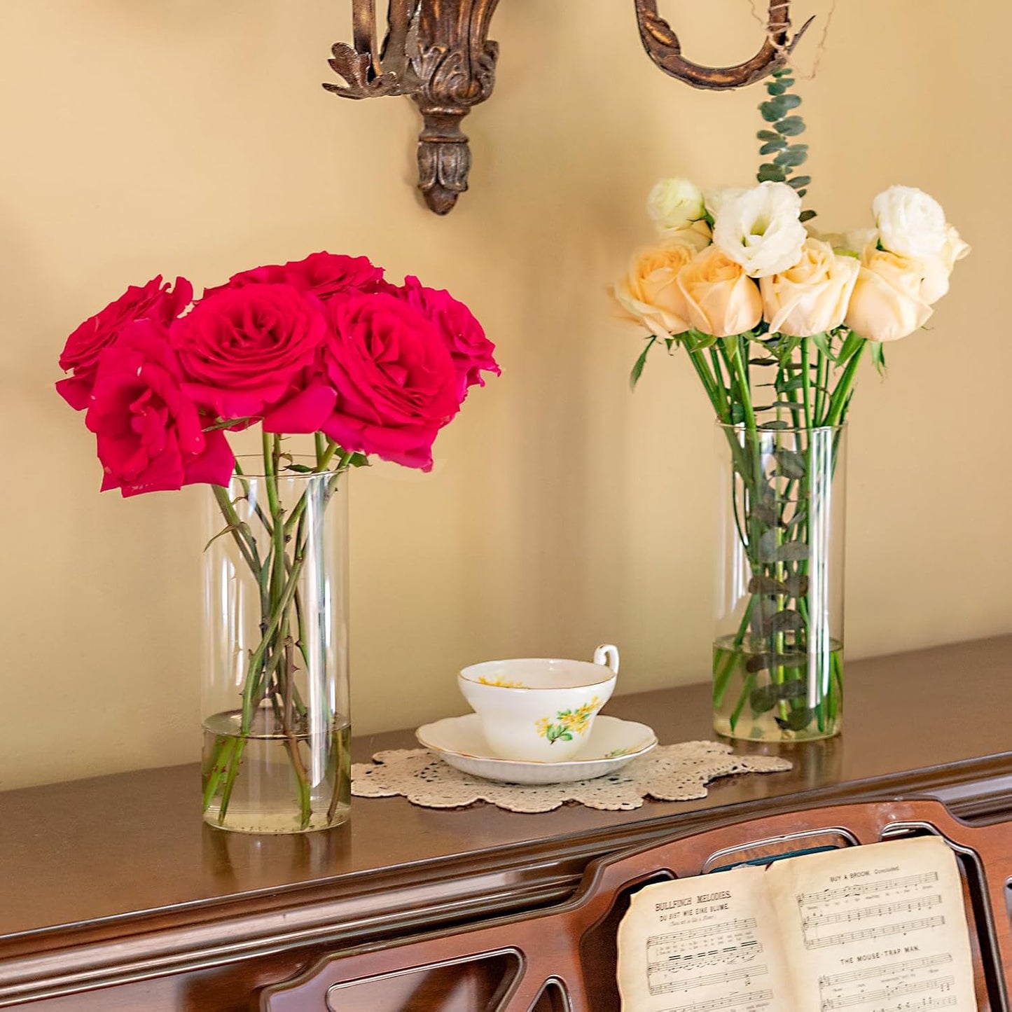 7pcs Glass Cylinder Vases for Centerpieces - 8 Inch Tall Glass Vases for Flower, Clear Flower Vase Bulk Floating Candle Vase for Table Centerpiece Wedding Home Décor