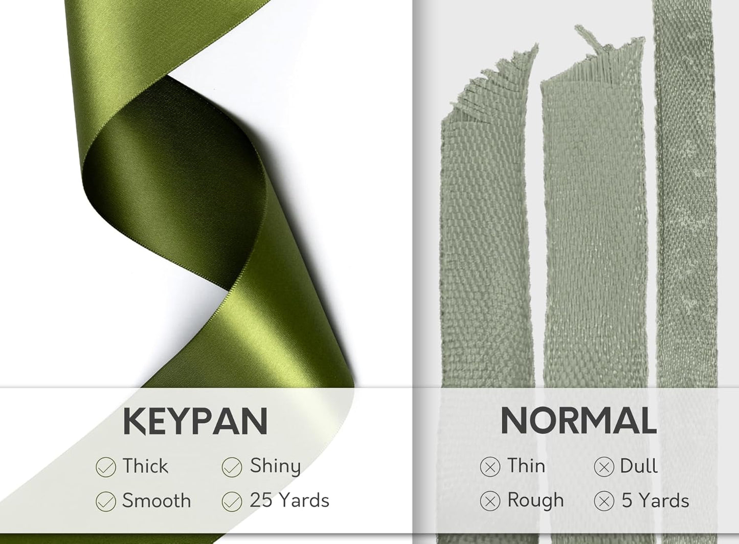 Moss Green 2.5 Inch Double-Faced Satin Ribbon 25 Yards for Gift Wrapping Crafts Flower Bouquet Invitations Holiday Decorating