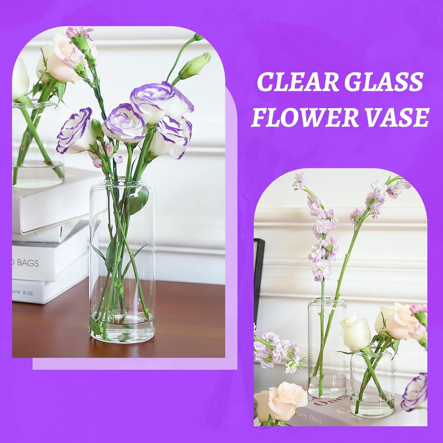 Bud Vases in Bulk Set of 12, Glass Small Vases for Flowers, Modern Cylinder Flower Vases for Wedding Centerpiece, Living Room Decorative, Home Decor