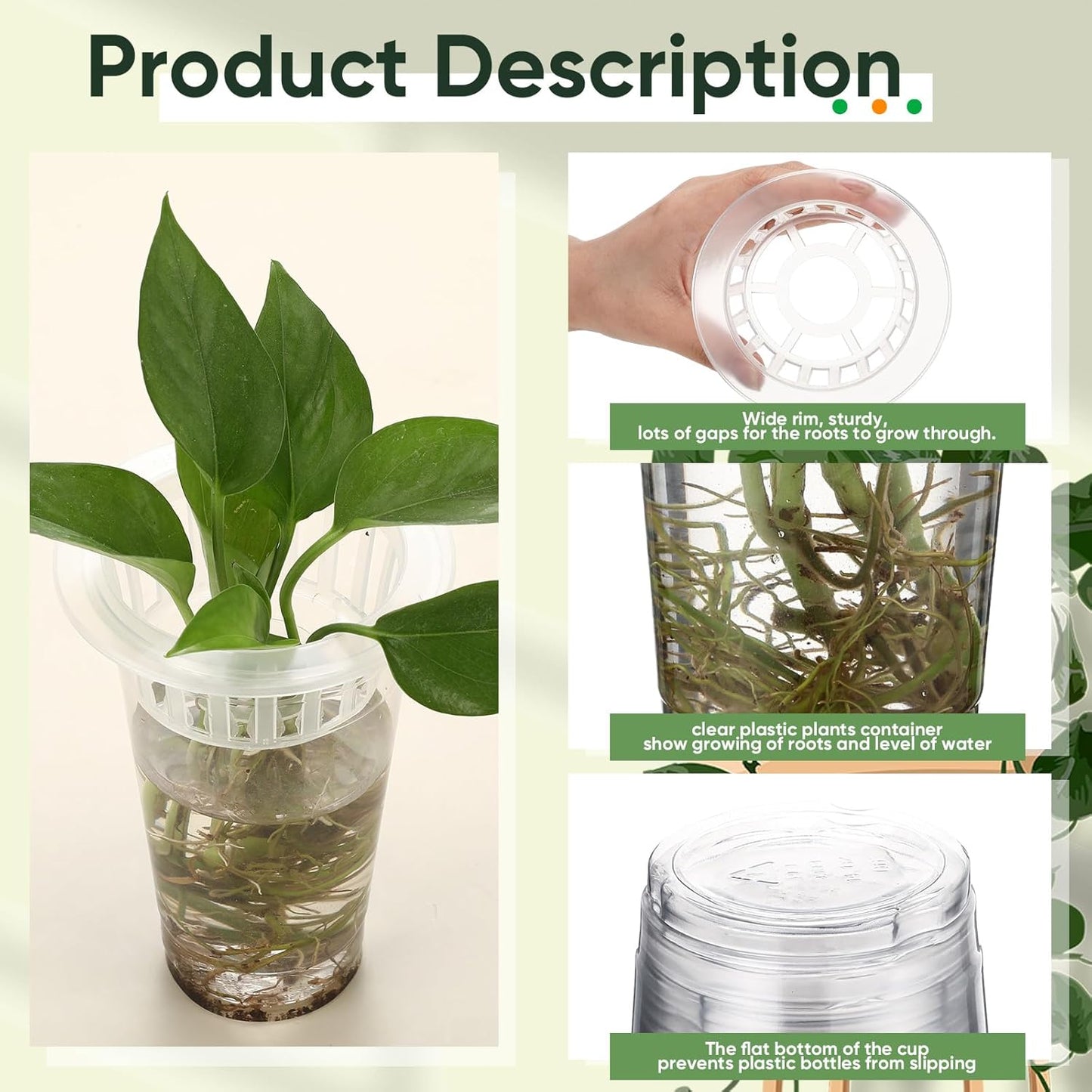 Baderke 35 Pack Plastic Plant Propagation Station Desktop Terrariums Plant Tabletop Vase with Hydroponic Baskets for Indoor Home Office Desktop Decor(4.25'', 4.57'', 5.47'')