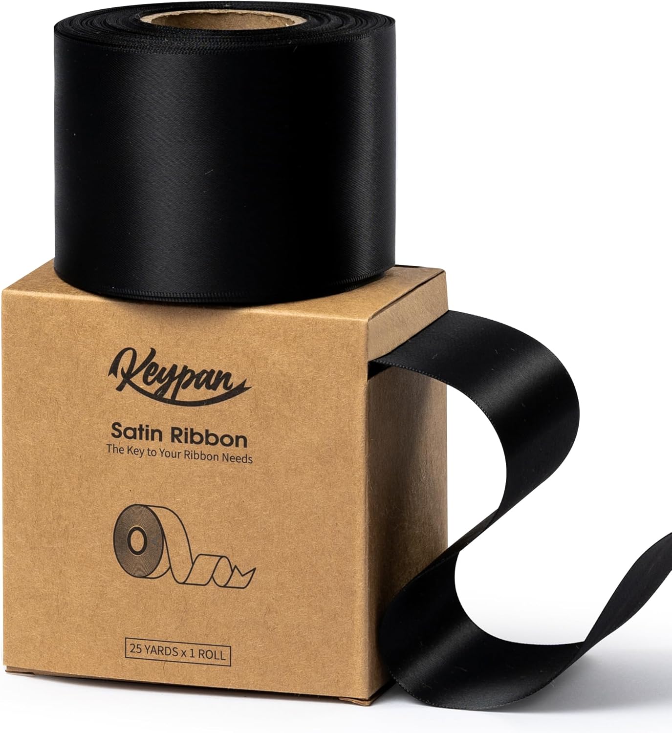 Black Satin Ribbon 2.5 Inch Double-Faced Wide Ribbon 25 Yards for Gift Wrapping Crafts Flower Bouquet Invitations Holiday Decorating