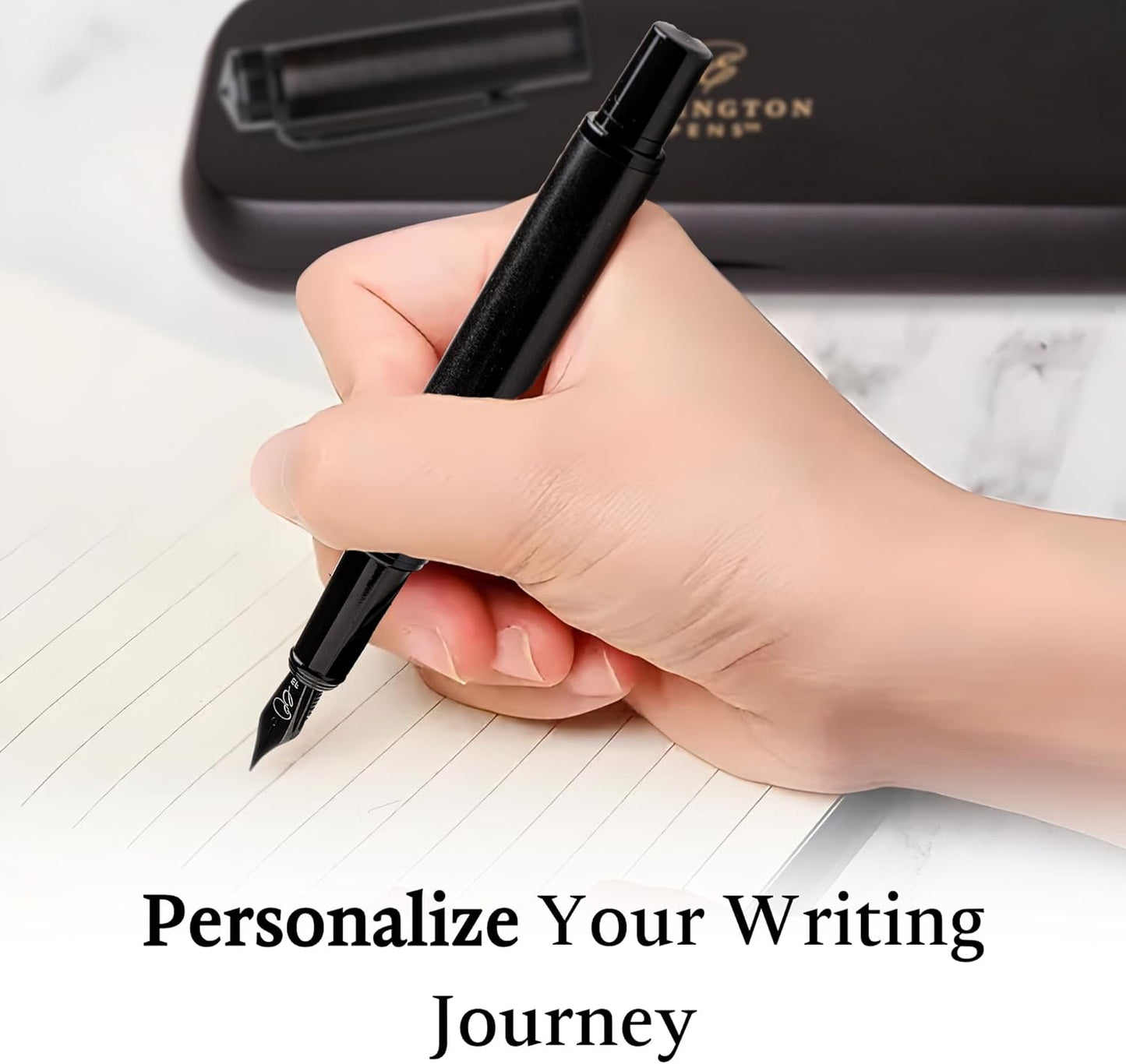 Ellington Pens Elegant Wood Fountain Pen Set – Includes Wooden Pen Box, Ink Converter, 6 Ink Cartridges, and Gift Box – Writing, Calligraphy