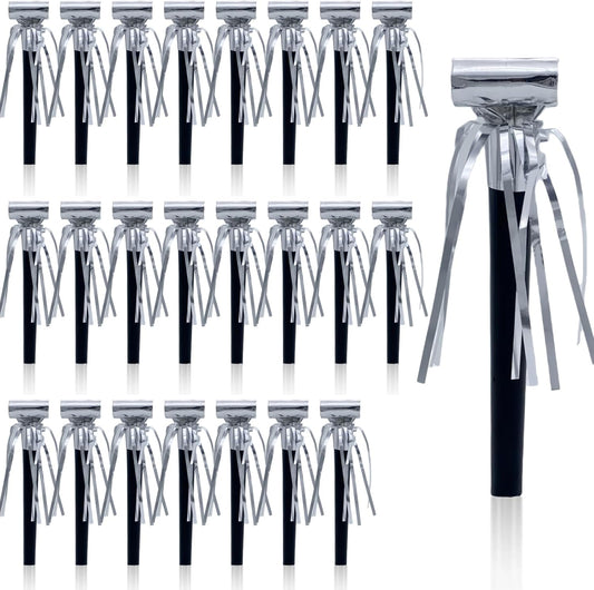 24 Pieces Party Squawkers Christmas Party Blowers Noise Makers for New Year Party Favor Supplies, Silver