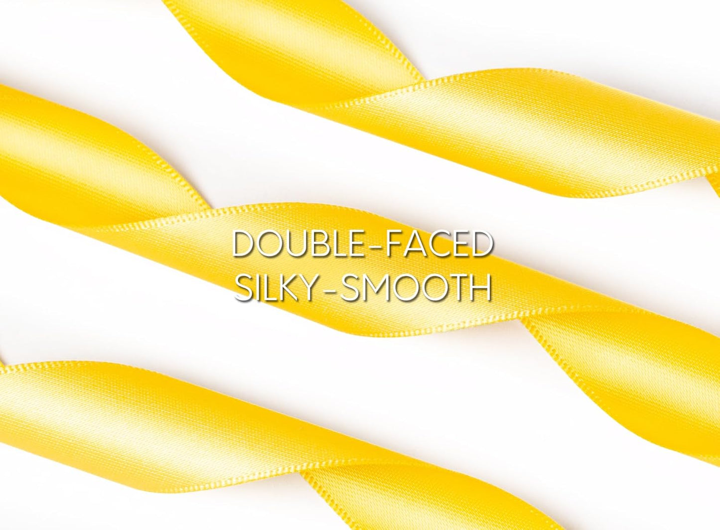 Yellow Ribbon 7/8 Inch x 50 Yards Double-Faced Satin Ribbons for Crafts Gift Wrapping Flower Bouquet Wedding Paper Holiday Decorating