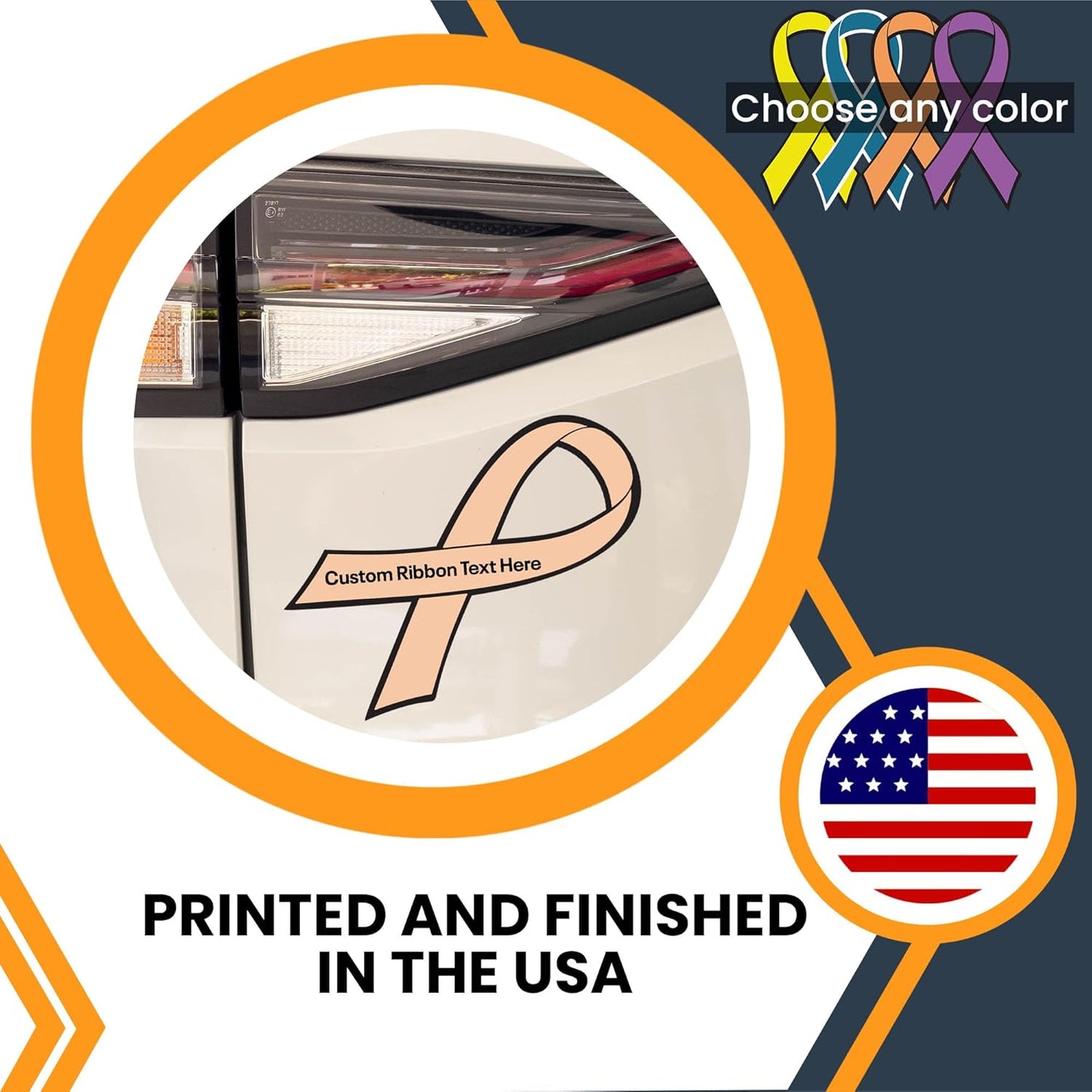 Magnet Me Up Custom Ribbon Magnet Decal, 7x3.5 Inches, Customizable Decal for Businesses, Personal Use, Choose Your Text, Magnetic Vinyl for Car, Truck, and Lockers, Bumper Magnet, Crafted in USA