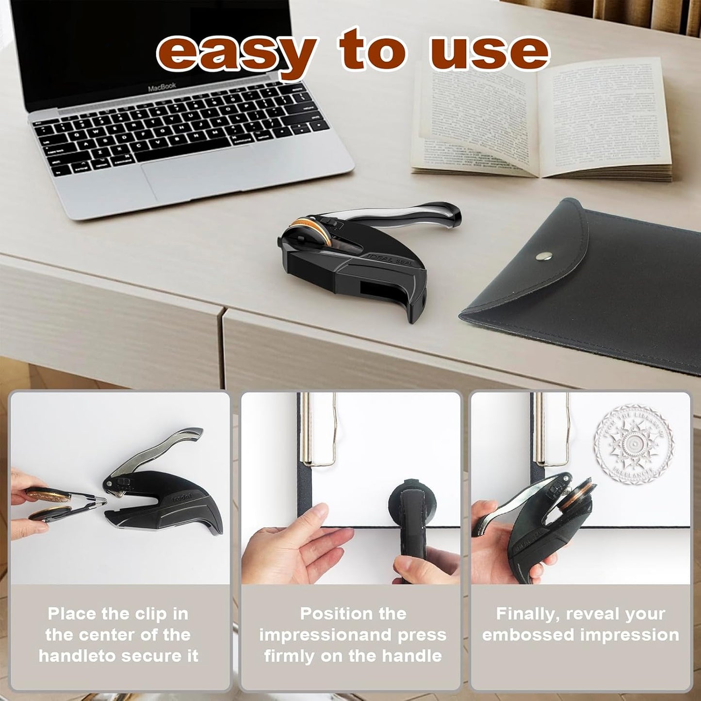 Personalized Book Embosser - Custom Library Stamp, Personal Gifts for Book Lovers, Readers, Teachers (Star-03)