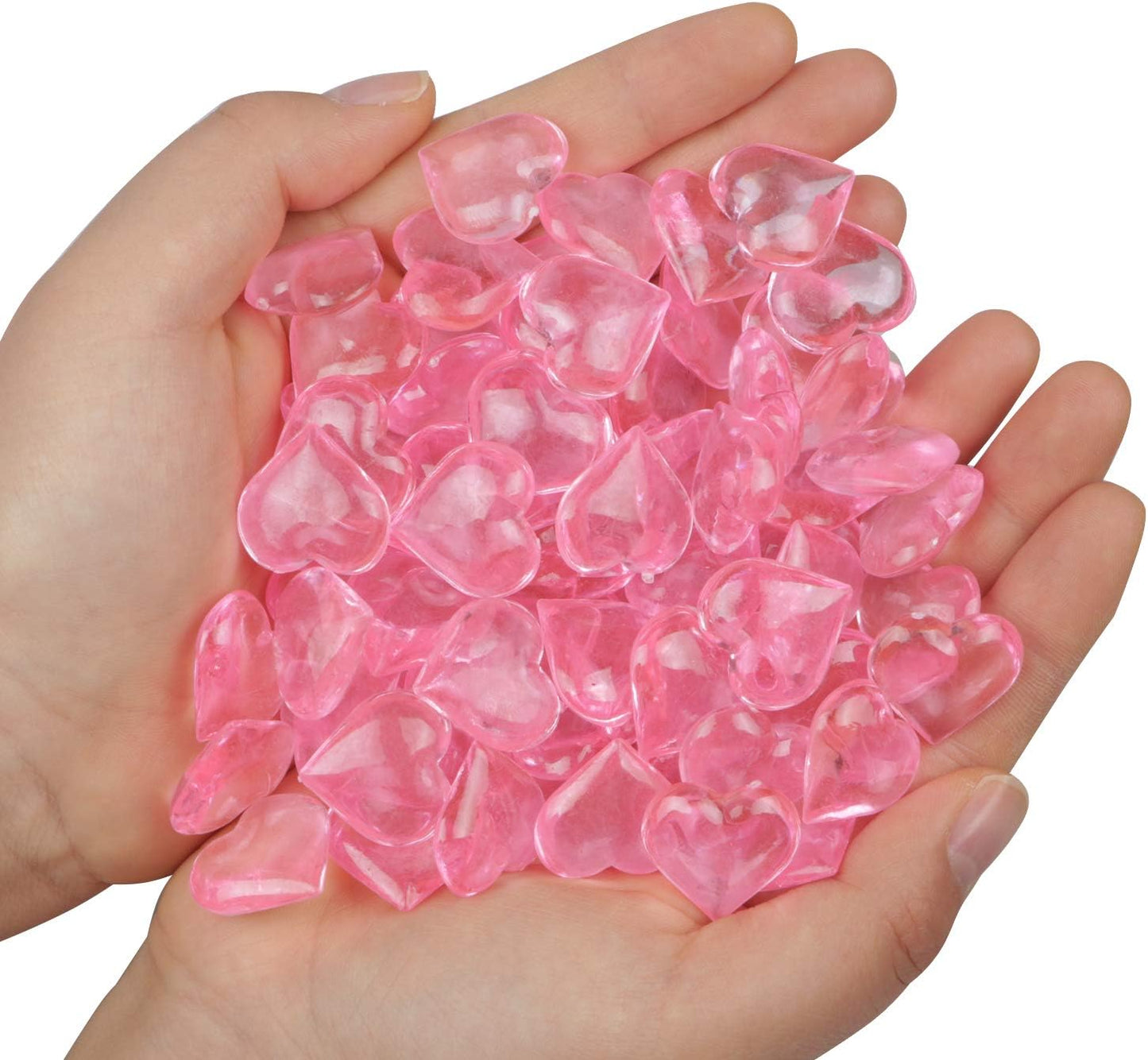 Fangoo 220 Pieces Pink Acrylic Heart Flat Back Heart Gems for Valentine's Day Decorations, Vase Filler, Table Scatter Decoration, Wedding Decorations,Home Decorations(Pink, 1LB)
