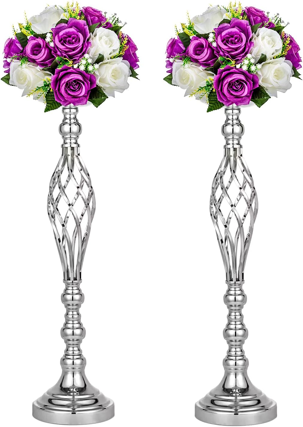 Wedding Centerpieces for Reception Tables - Twist Candleholder Stands, Flower Arrangement Vases, Metal Road-Leading Home Decor