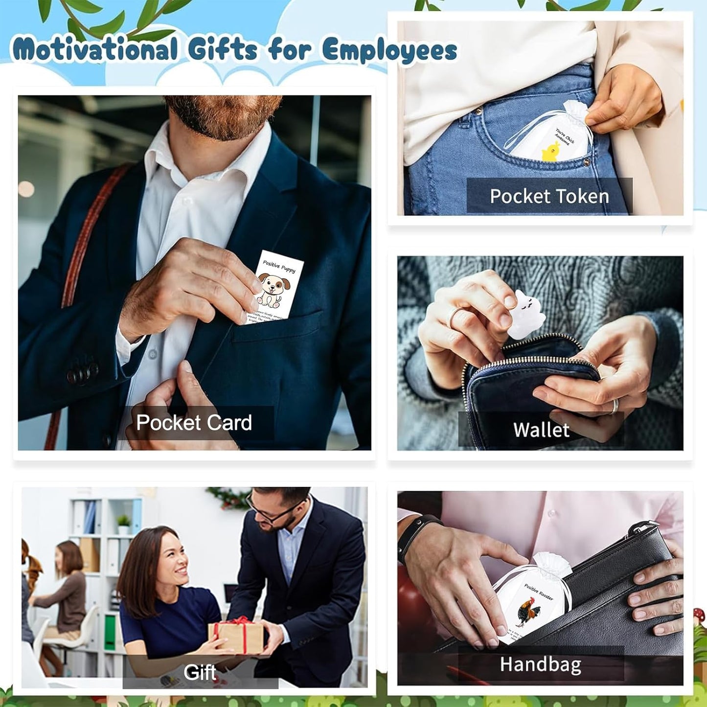 100 Set Employee Appreciation Gifts Bulk for Thank You Staff Back to School Student Teacher Office Coworker Nurse Pocket Gifts Animal Pun Inspirational Note Cards Pigs Dogs Cats Hens Favors