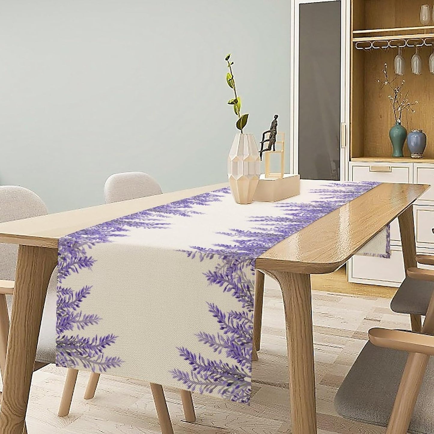 Purple Lavender Table Runner Vintage Watercolor Modern Kitchen Restaurant Decoration Suitable for Indoor and Outdoor Wedding Party Banquet Table Runner 13x120 Inch