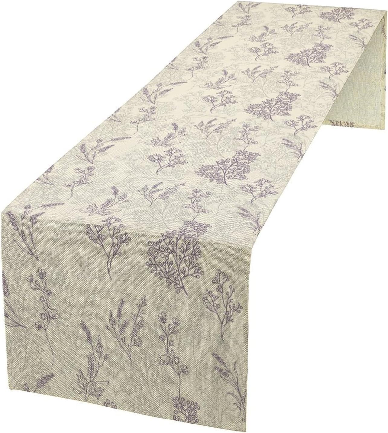 Purple Lavender Table Runner Vintage Watercolor Modern Kitchen Restaurant Decoration Suitable for Indoor and Outdoor Wedding Party Banquet Table Runner 13x60 Inch