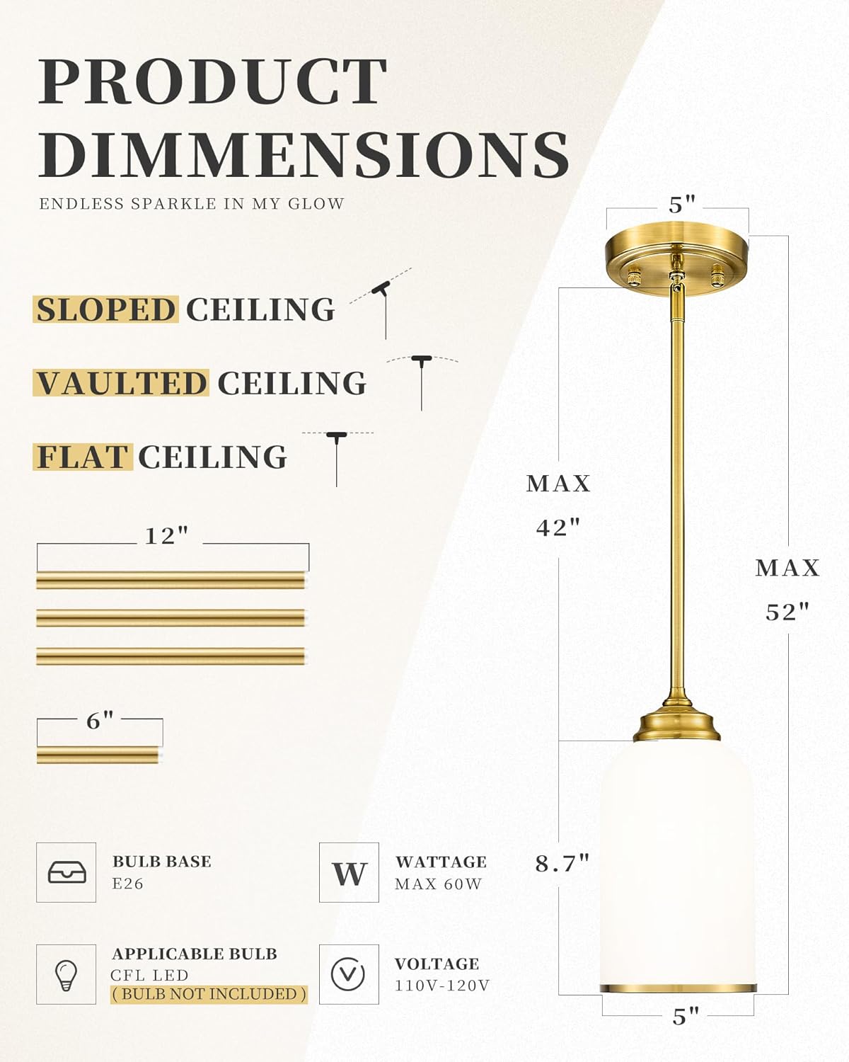 LIROUVET 2 Pack Pendant Lights, Vintage Hanging Lamp, Brushed Gold Pendant Lights Kitchen Island with Milk Glass, Pendant Lighting for Dining Room PL02 MGBG-2PK