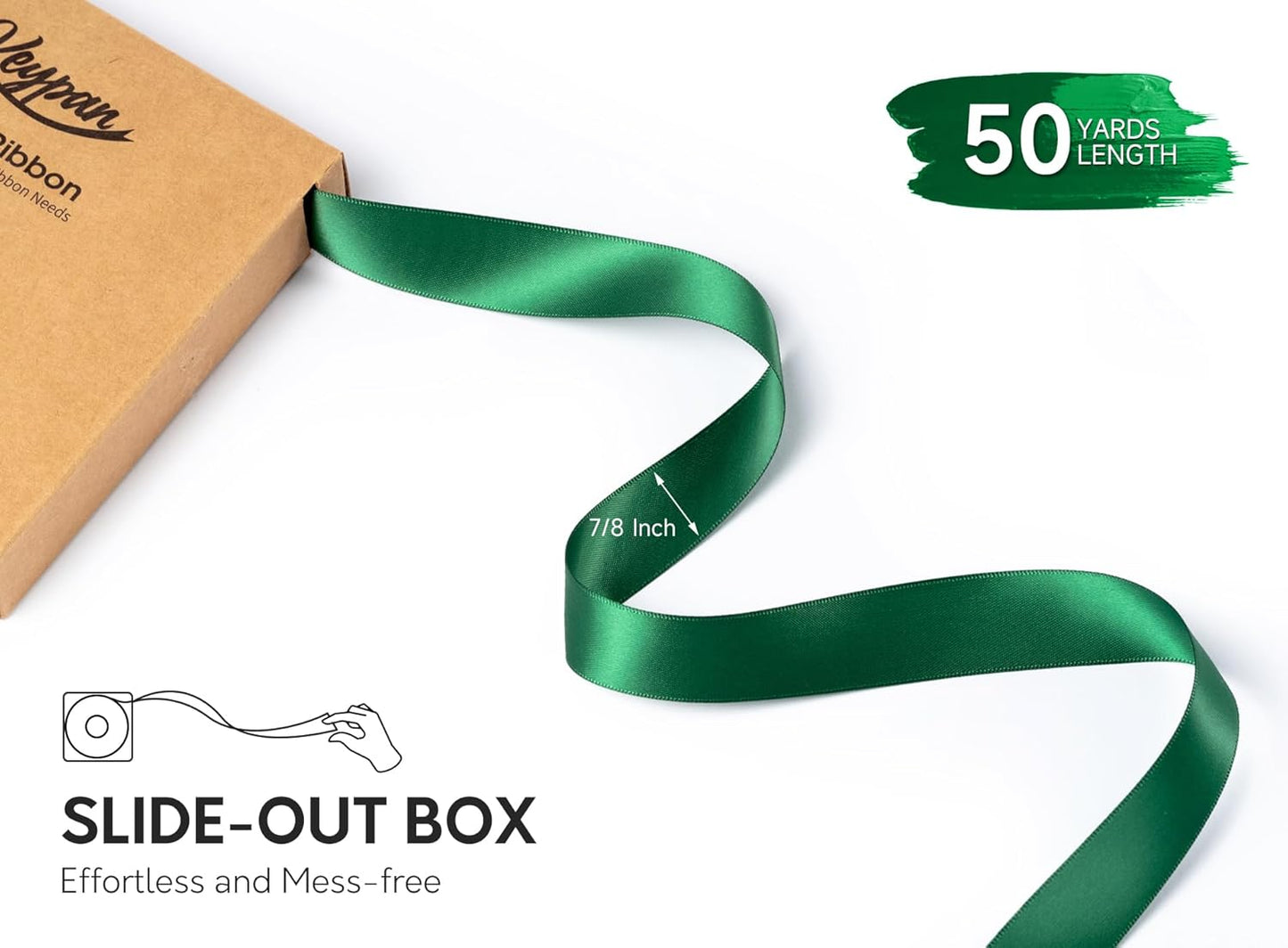 Forest Green Satin Ribbon 7/8 Inch x 50 Yards Double-Faced Ribbons for Christmas Gift Wrapping Crafts Flower Bouquet Wedding Paper Bows Invitations