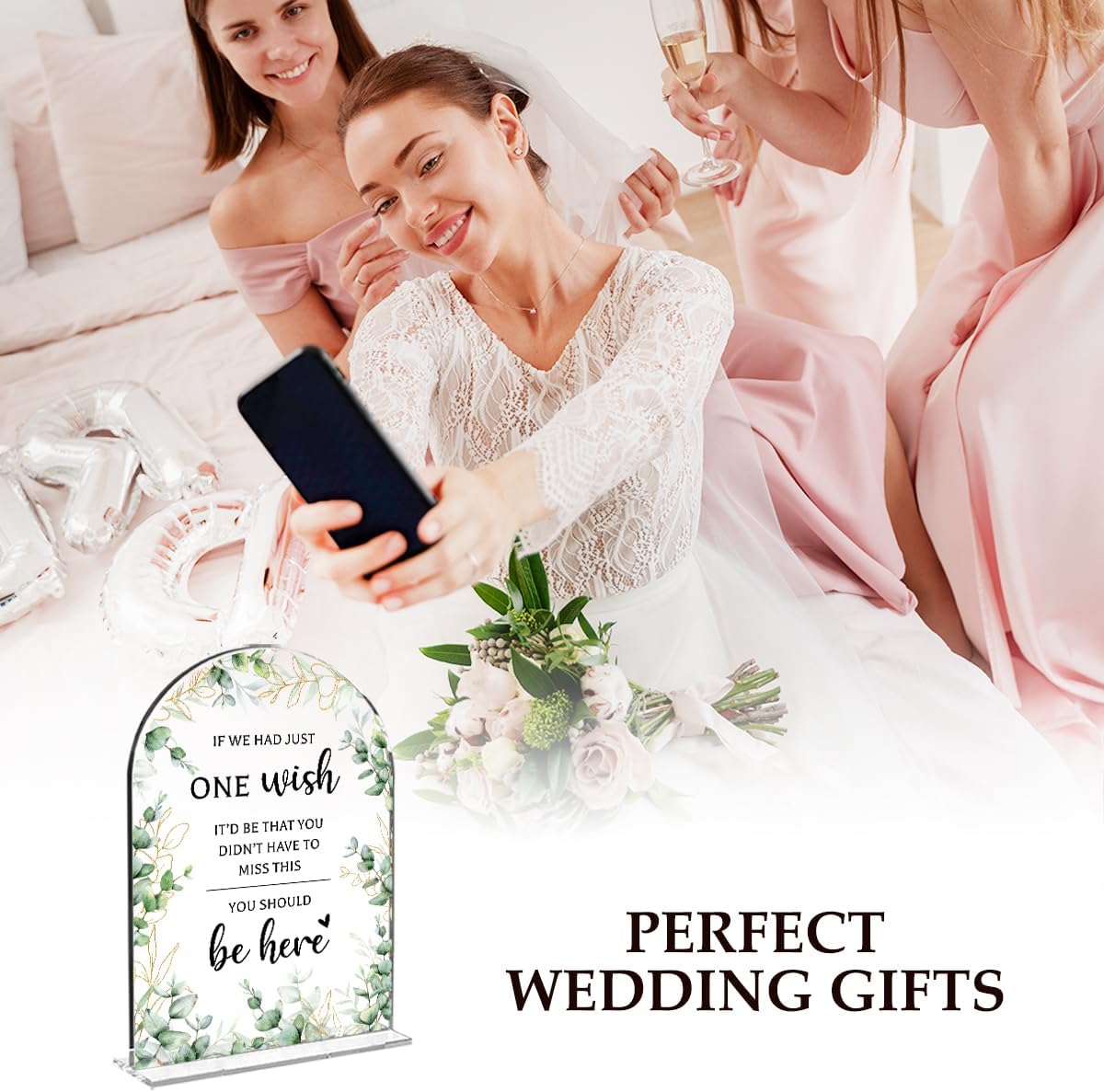 Wedding Sign Decor, You Should Be Here Sign, 5x7 Inch Arch Acrylic, Wedding Sign for Reception & Event, Bridal Shower Decorations, Wedding Table Sign Accessories for Anniversary And Party (Foliage)