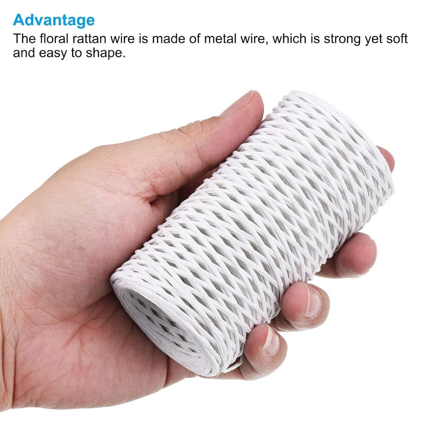 PATIKIL 164 Feet Floral Bind Wire Wrap Twine, 1mm Florist Wire Iron Wire Paper Covered Vine Wrapping Binding Wire for Flower Bouquets, White