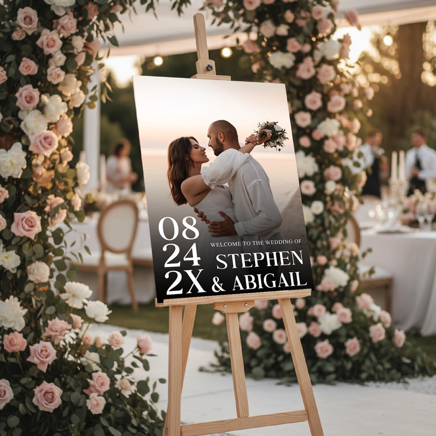 Personalized Wedding Photo Acrylic Welcome Sign – Custom Picture Board with Bride & Groom Names, Elegant Acrylic Wedding Reception Entrance or Ceremony Decoration, Indoor & Outdoor Keepsake Gift #13