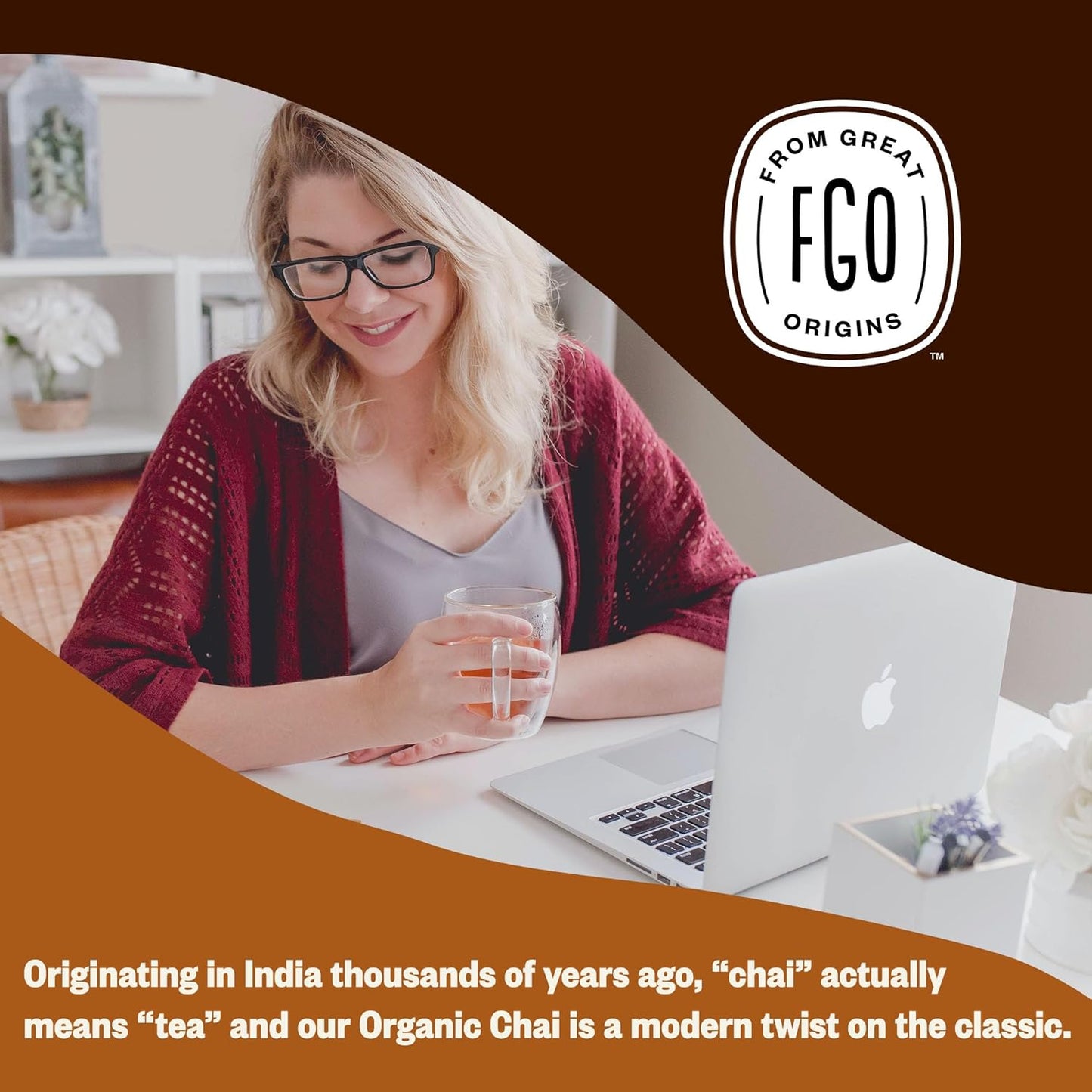 FGO Organic Chai Tea, 100 Count, Eco-Conscious Tea Bags, Resealable Bag, Packaging May Vary (Pack of 1)