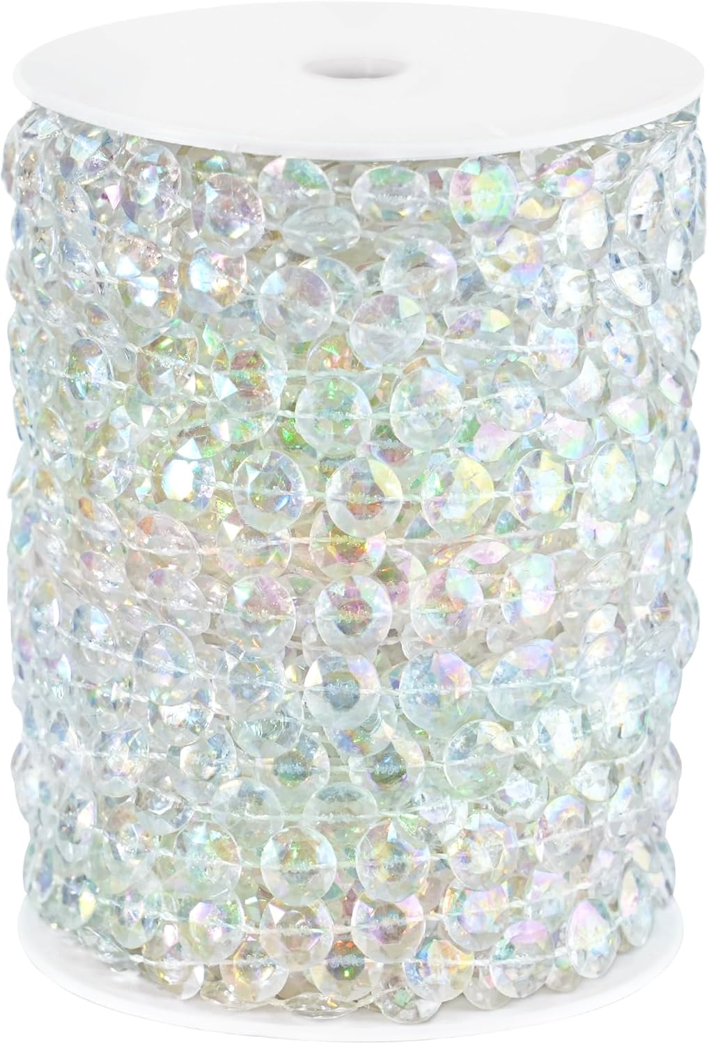99FT Acrylic Crystal Garland, Iridescent Shimmer Diamond-Shaped Crystal Bead Strands, DIY Crystal Beads String Roll for Wedding Decorations Party Decorations Beaded Curtain Crafting Projects