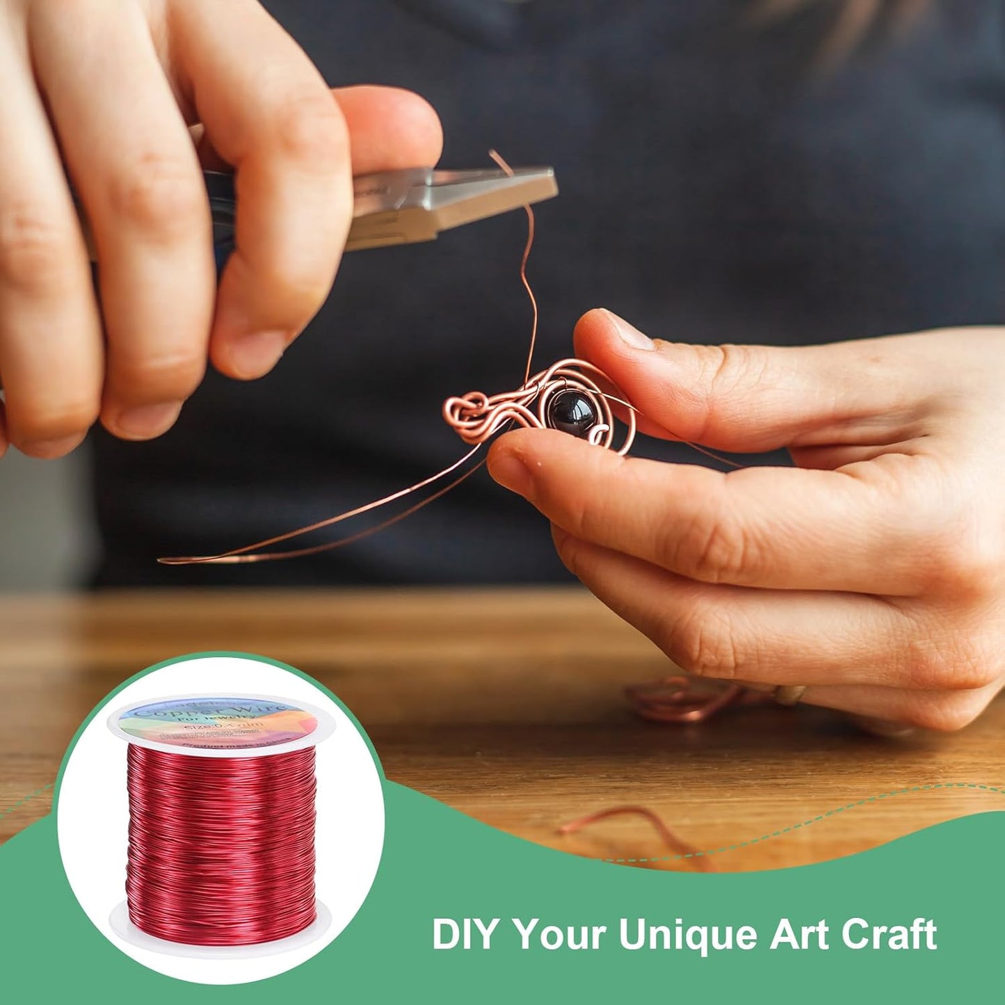 0.4mm Jewelry Wire, 26 Gauge 328FT Craft Wire Copper Beading Wire for Jewelry Making/Planting/Weaving/DIY Crafting, Soft Metal Wires [100M, Red]