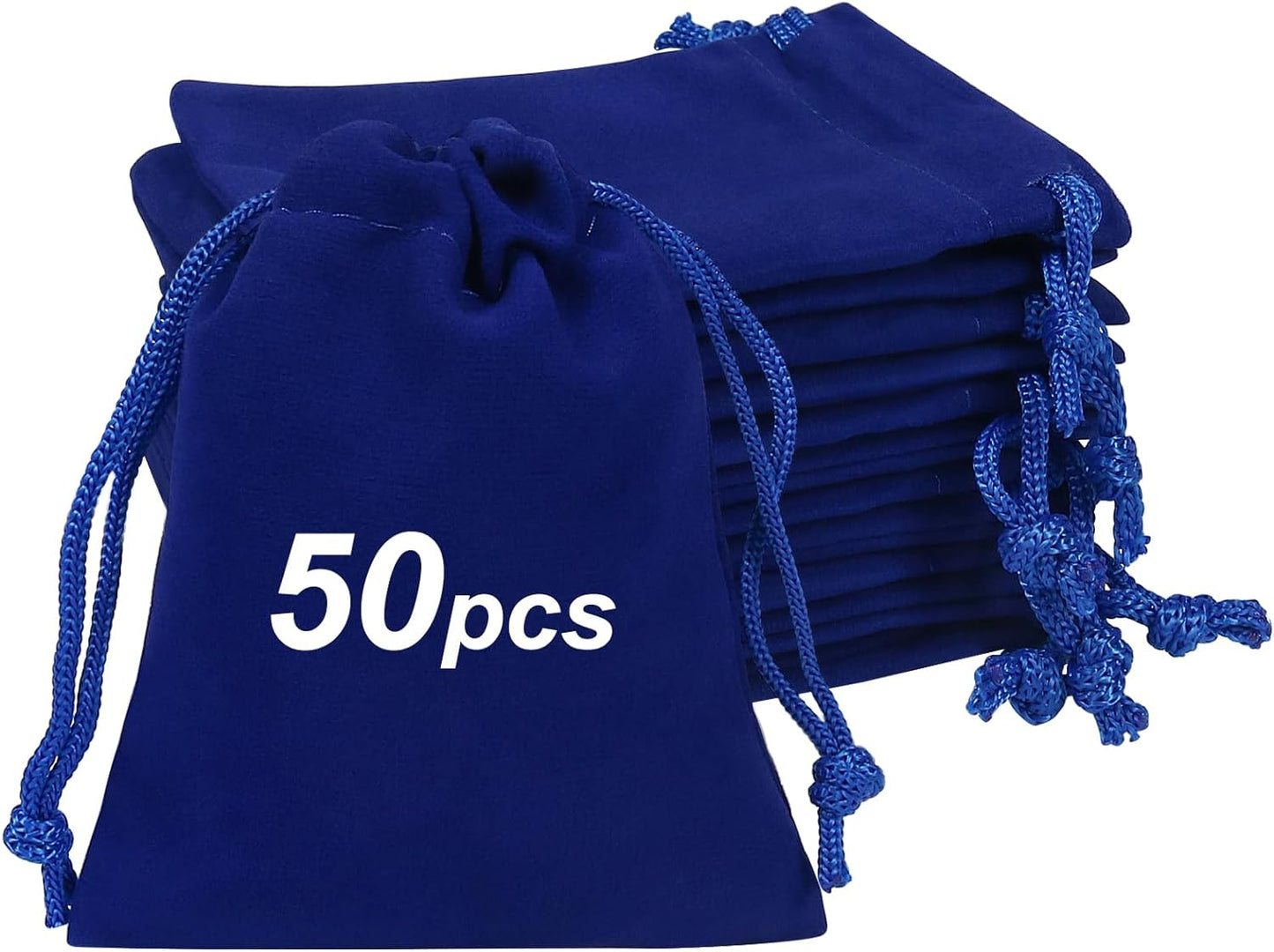 Shintop 50pcs velvet Jewelry bags, 3x4inch Blue Little Gift pouches Drawstring Jewelry Packaging for Dice Small Business Party Favor