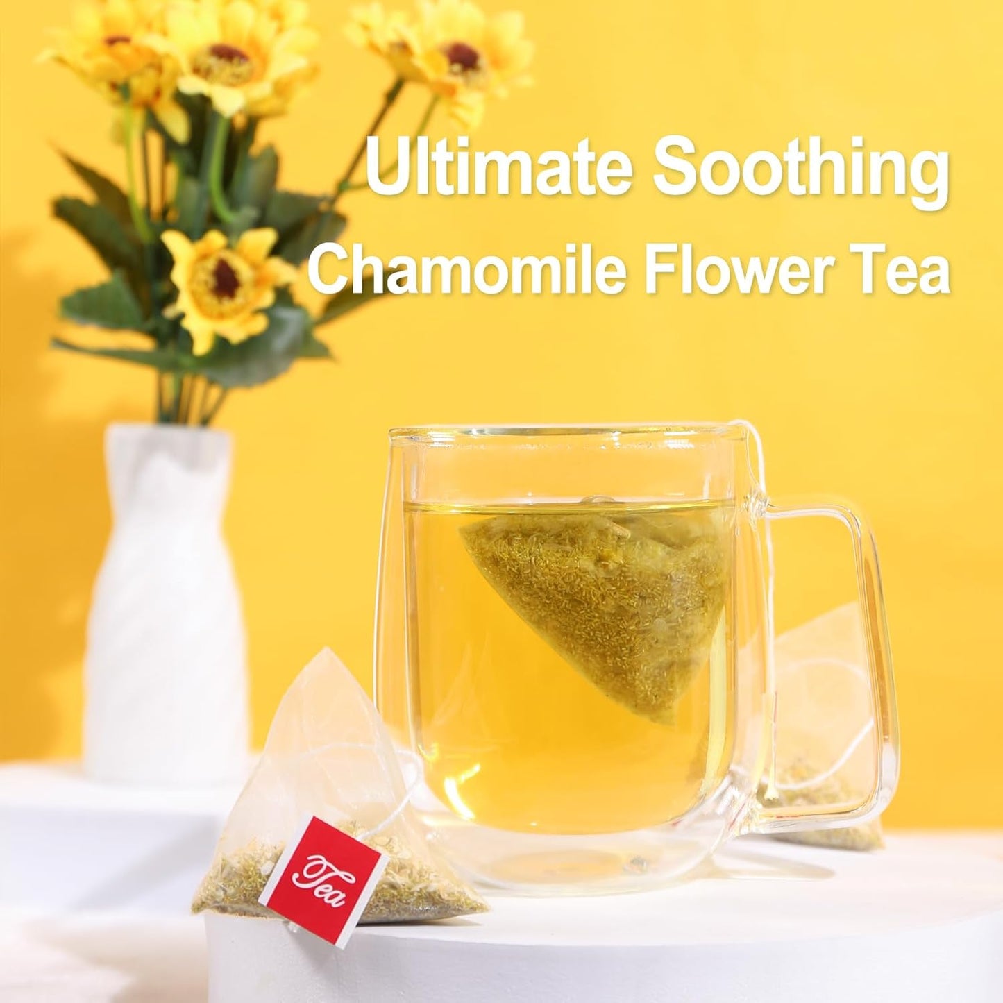 FullChea - Chamomile Tea bags, 50 Teabags - Pure & Natural Chamomile Flower Herbal Tea for Relaxation - Non-GMO - Caffeine-free - Support Digestion & Boost Immune System