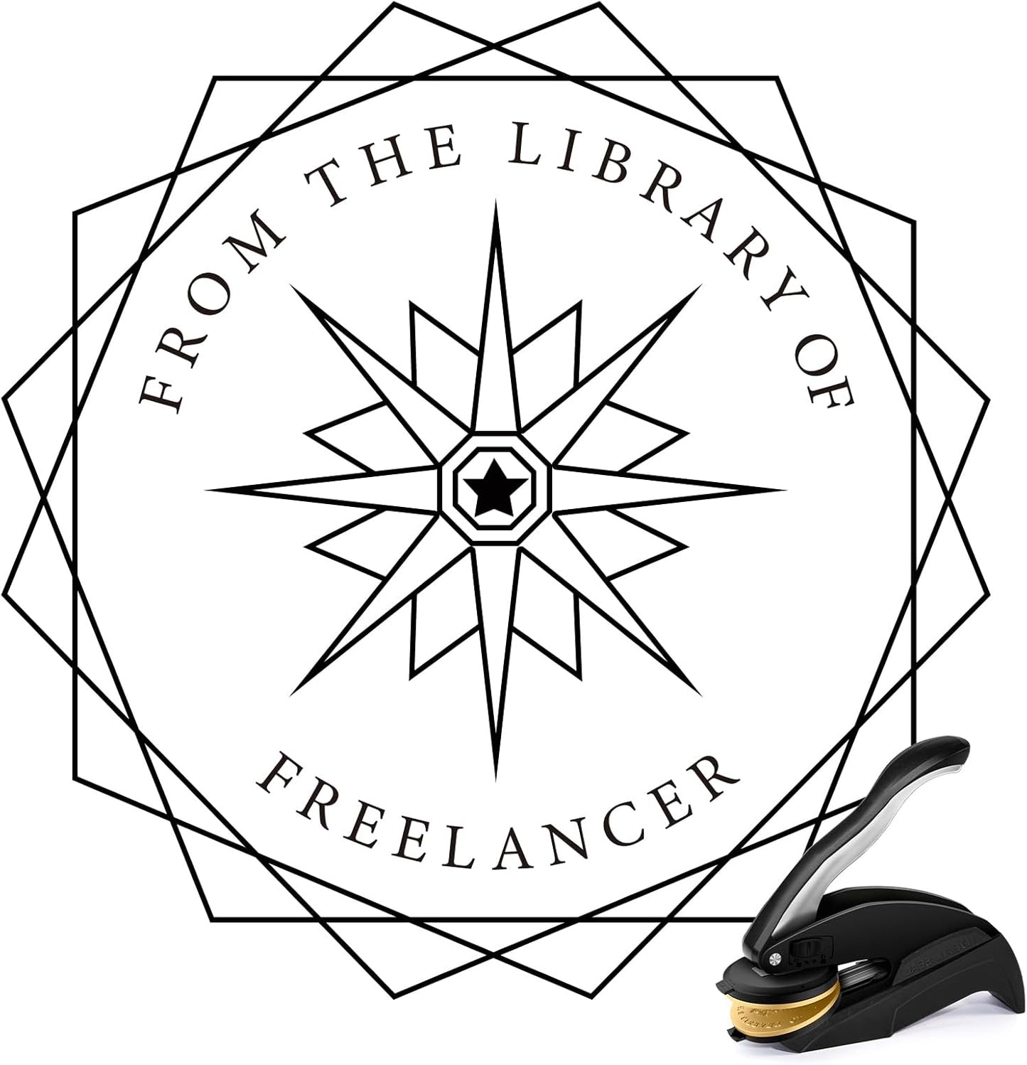 Personalized Book Embosser - Custom Library Stamp, Personal Gifts for Book Lovers, Readers, Teachers (Star-02)