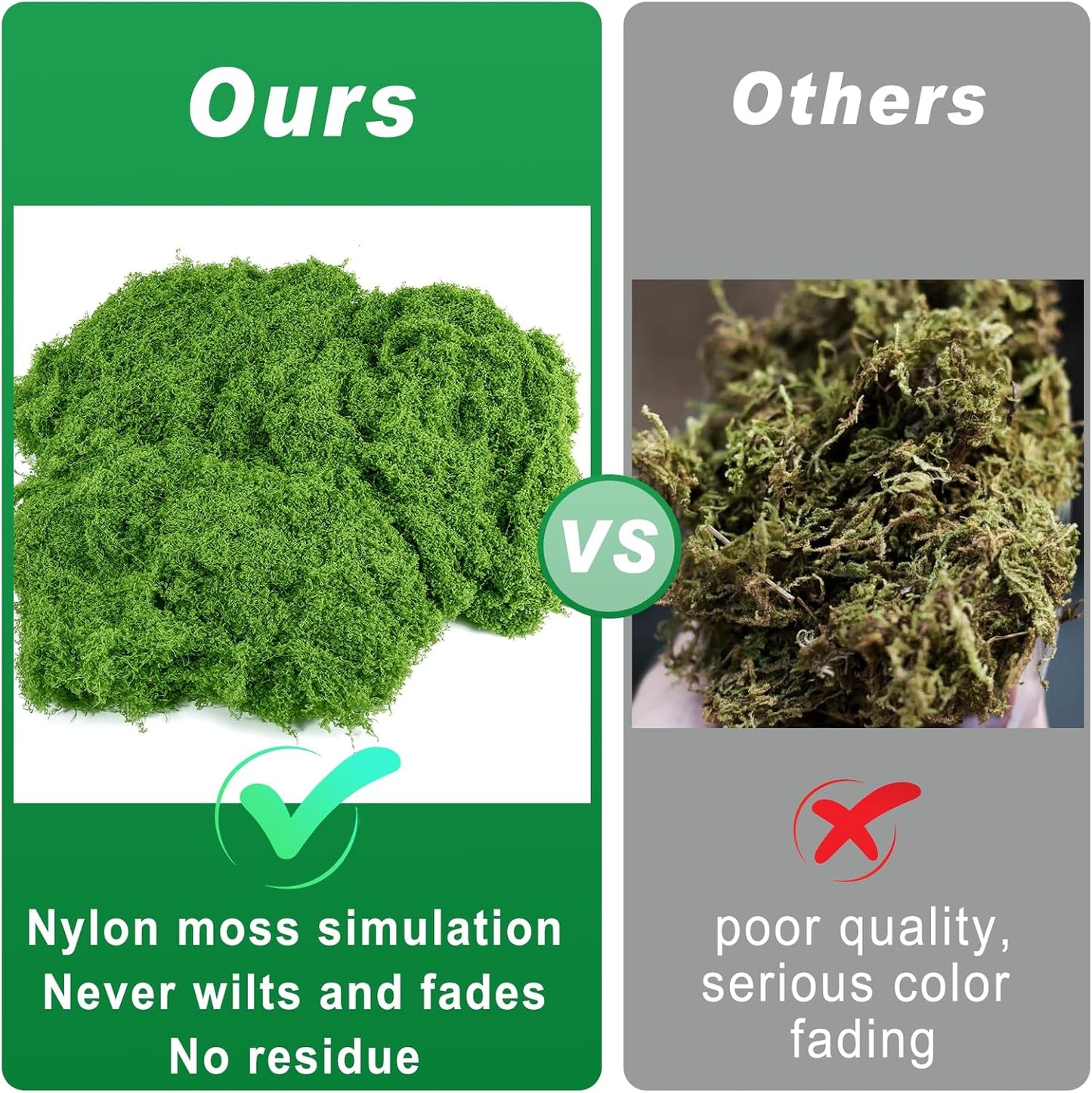 Draupnir Fake Green Moss for Plants Indoor, 5.3OZ Fake Moss for Crafts Preserved for DIY Decorative mossTable Centerpieces Decor Fairy Garden Floral Wedding (150g)