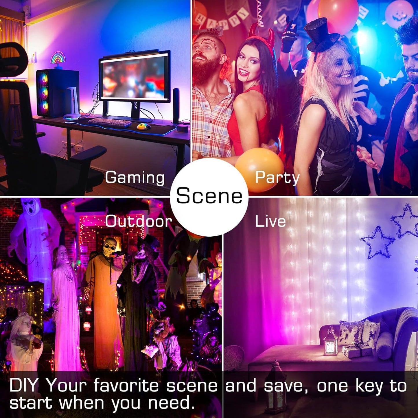 ChangM LED Flood Light Outdoor 500W Equivalent,Bluetooth RGB Flood Lights with APP Control, DIY Scenes,IP66 Waterprooof,Timing,Warm White 2700K Color Uplight