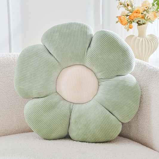 Sage Green Flower Pillow, 17.7" Cute Flower Shaped Floor Pillow, Aesthetic Floral Plush Daisy Decorative Throw Pillows for Bed Sofa Couch