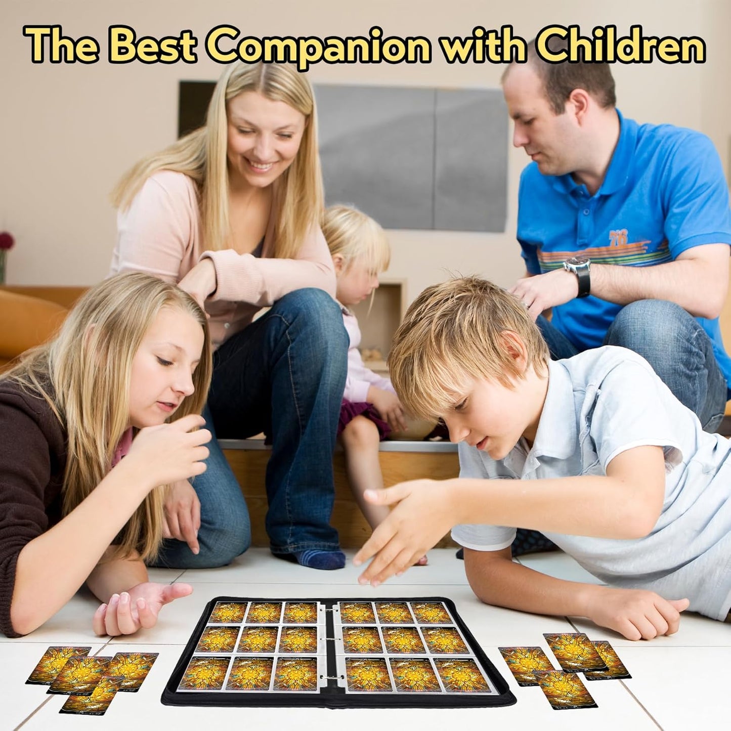 9 Pocket Card Binder for MTG/YGO/PTCG/Game Cards, Holds 900 Cards,Premium Card Collector Book for TCG Players,Toys Gifts for Kids(Yellow)