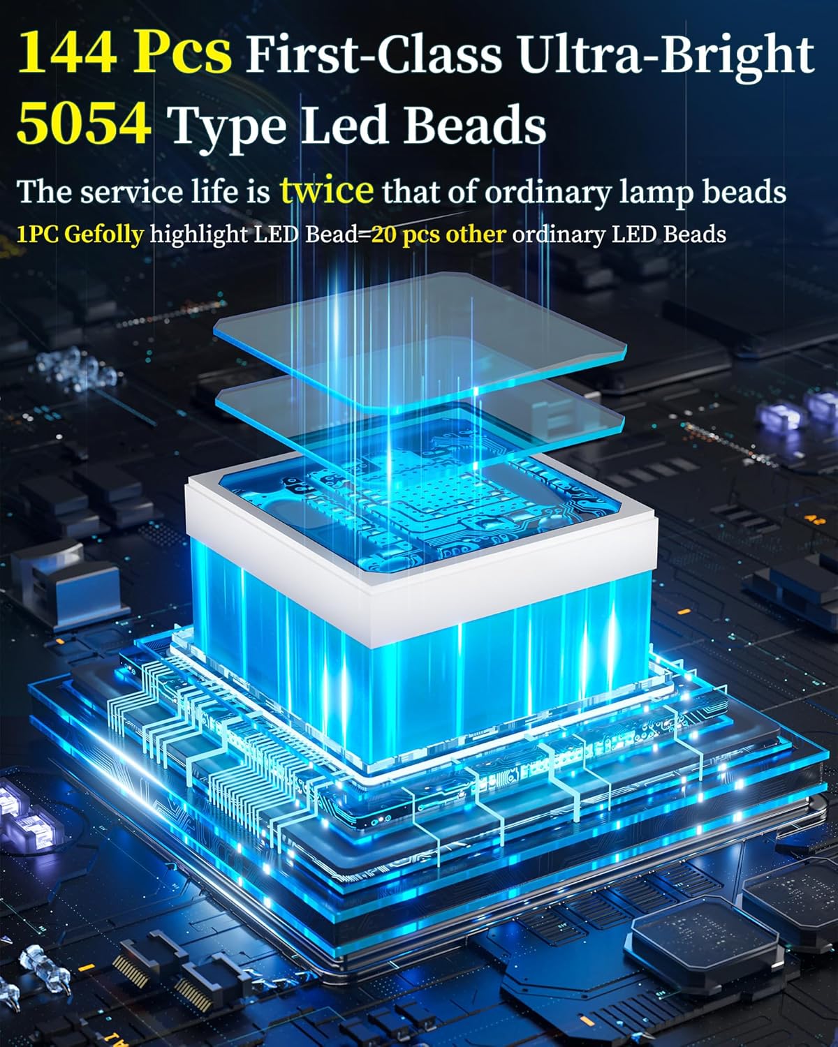 Gefolly SL-12000W Solar Street Light Outdoor 900000LM Wide Angle Commercial Parking Lot Lights Dusk to Dawn 6500K Flood Security Light IP67 Lamp for Basketball Court, Yard, Road