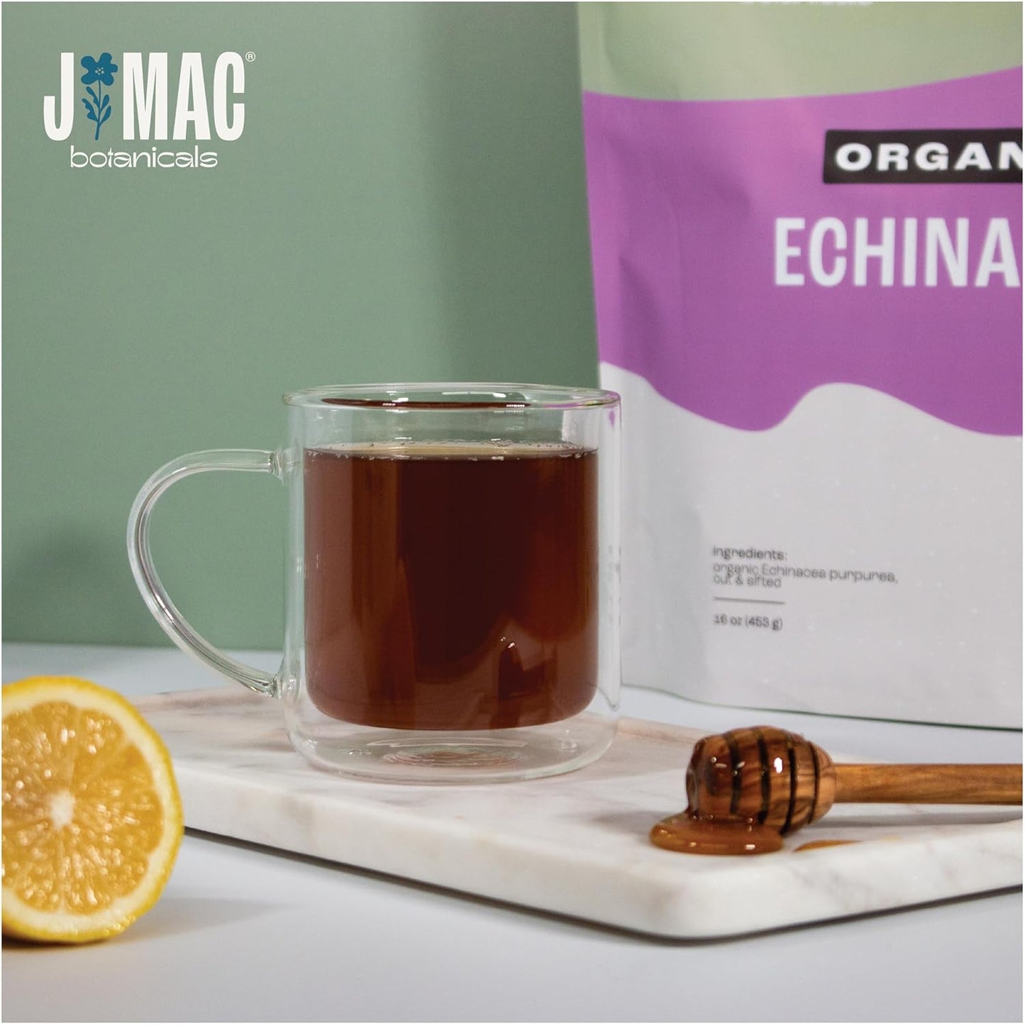 J Mac Botanicals, Organic Echinacea Herb & Sifted, Echinacea Purpurea, Organic Purple Cornflower tea