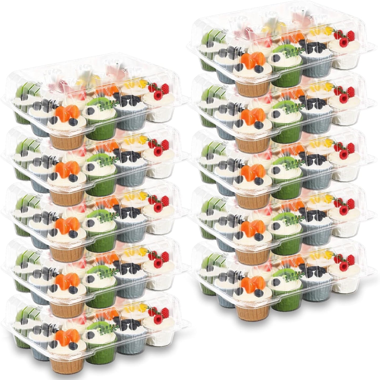 80 Pack Plastic Cupcake Containers 12-Compartment Clear Cupcake Boxes Disposable Cupcake Tray Holders 12 Cavity Cupcake Carriers with Deep Dome For Cupcake Muffin Packaging