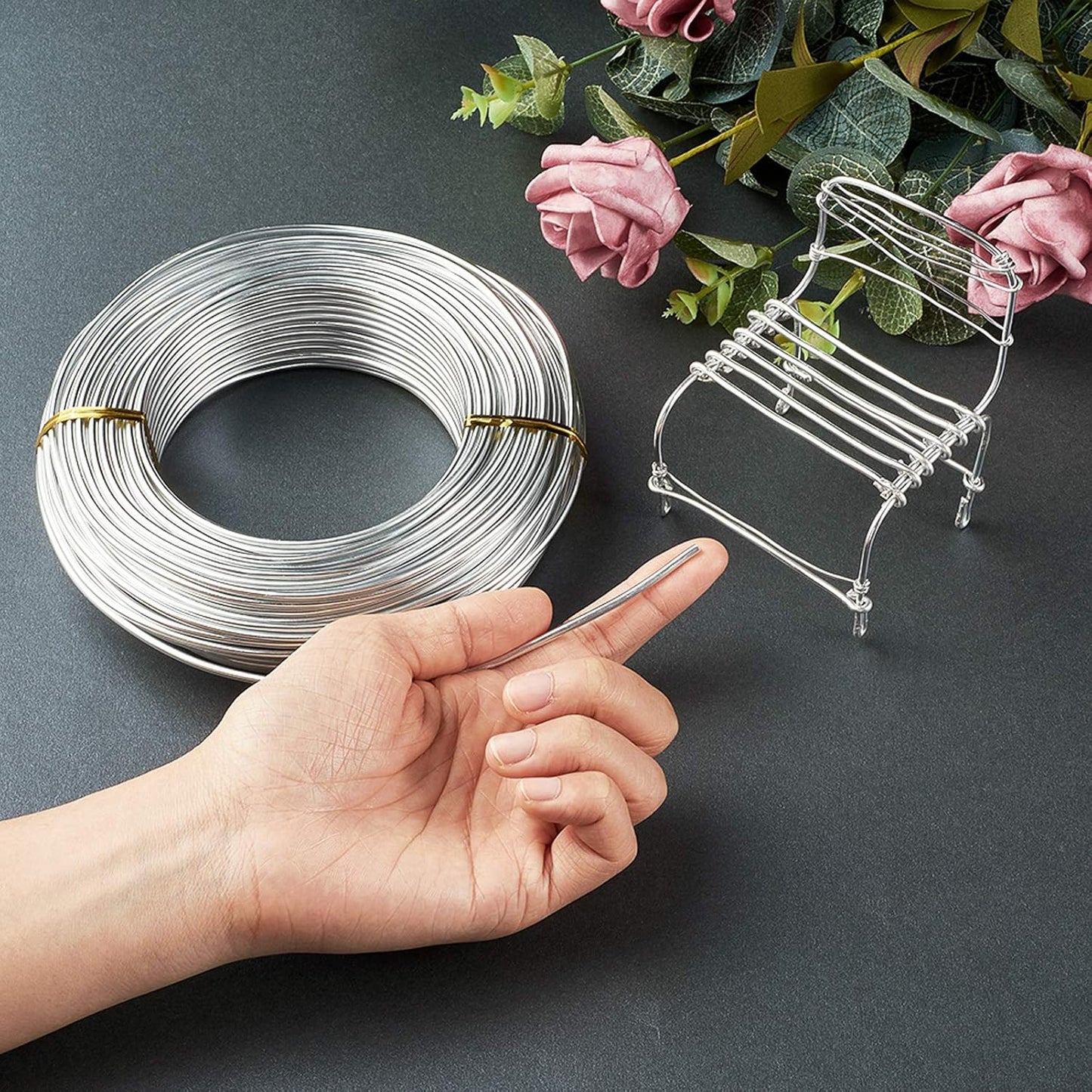 Fashewelry 114 Feet 10 Gauge Aluminum Wire Silver Bendable Metal Craft Wire for Beading Jewelry Craft Making (2.5mm)