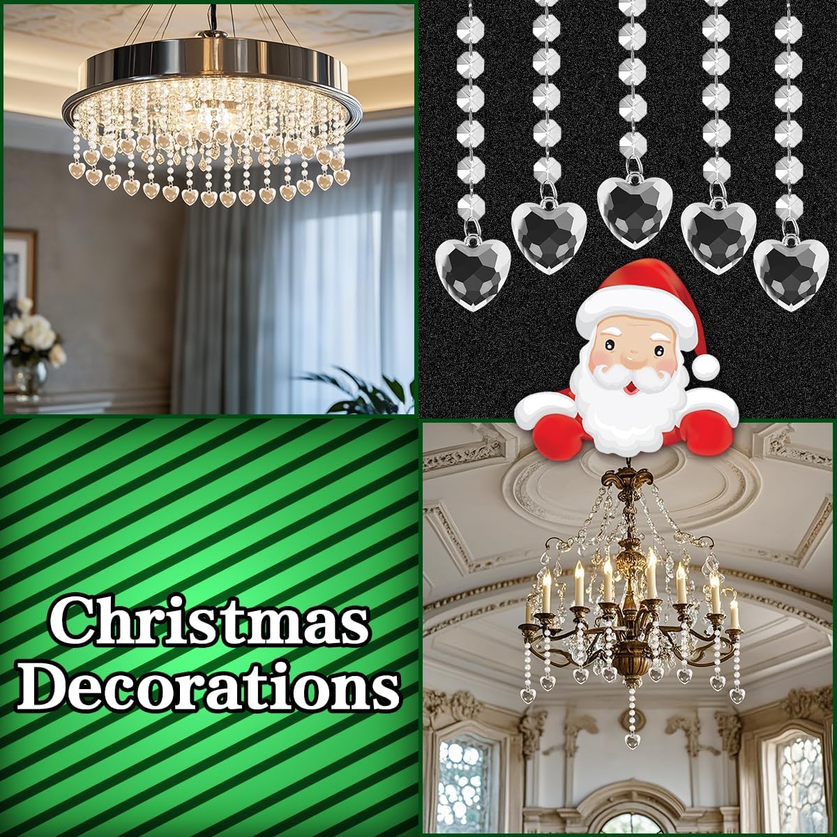 50 Pack Hanging Crystals - Clear Acrylic Prisms Pendant Ornaments for Christmas Tree, Centerpieces, Chandelier, Window & Home Decor, Ideal for Weddings, Parties Decorations (Heart)