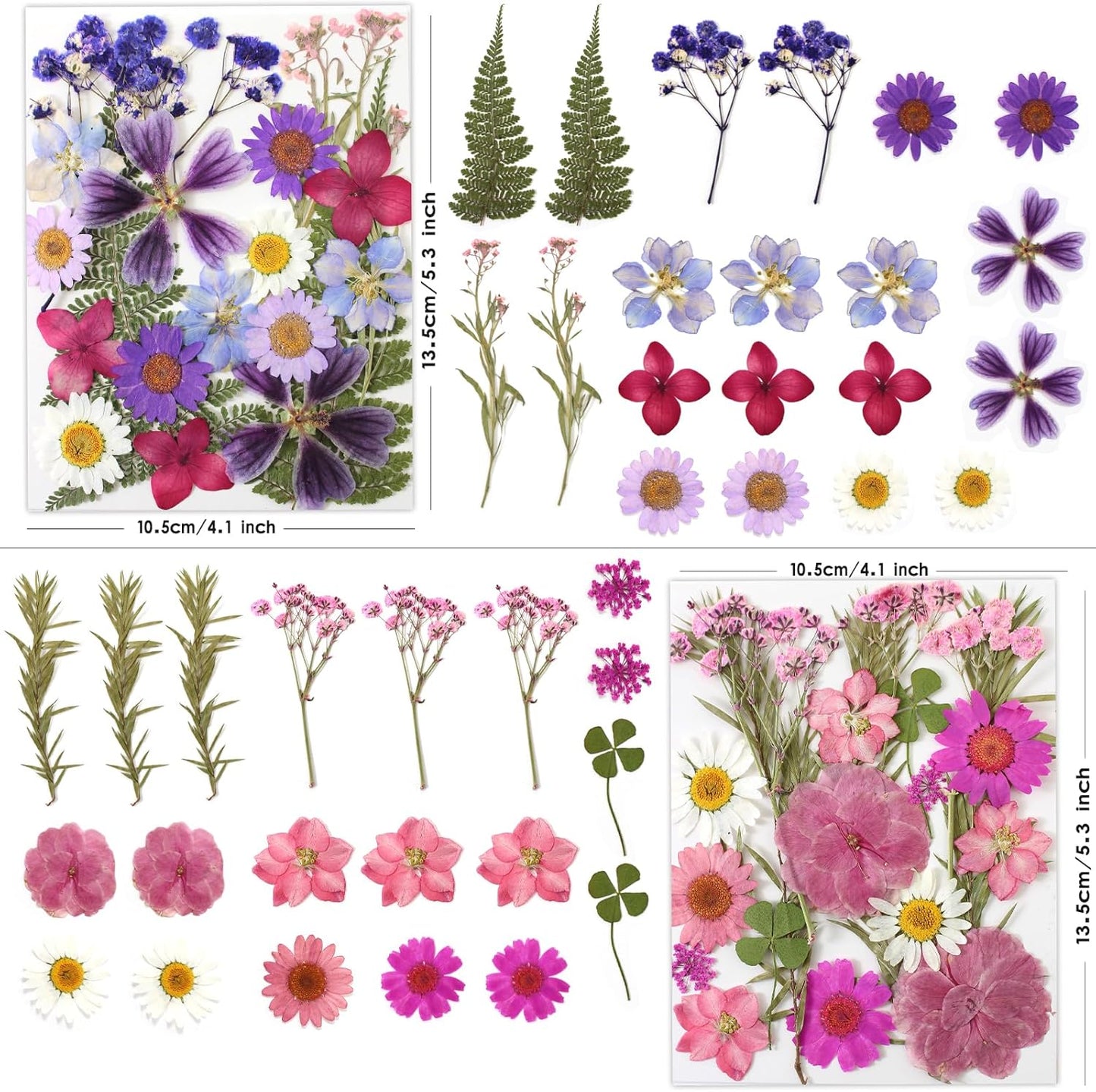 80 Pcs Dried Flowers for Crafts, Real Natural Dried Pressed Flowers in Vibrant Colors for Resin, DIY Art, Jewelry, Candle & Soap Making – Tweezers Included