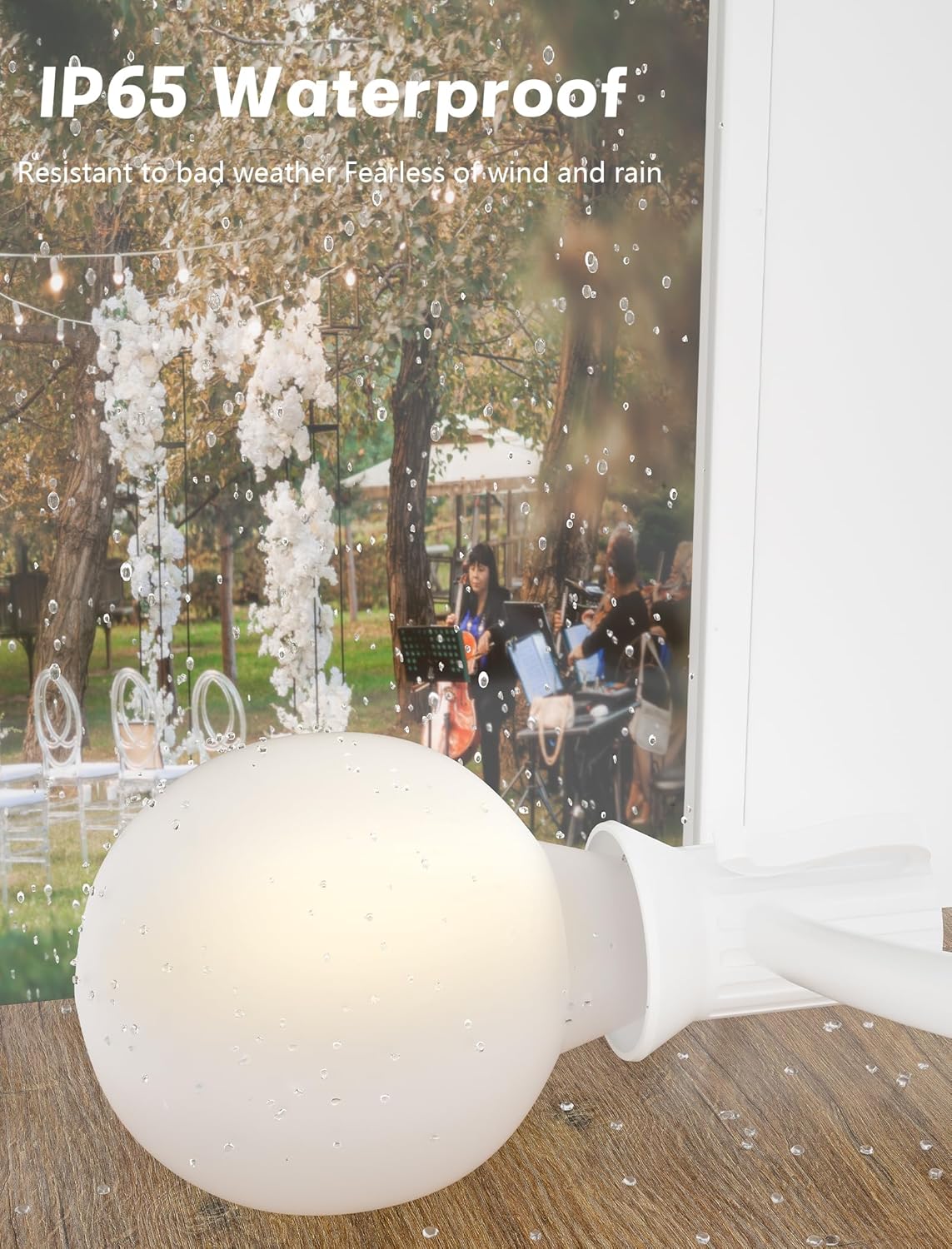 SUNSGNE 25Ft G40 LED Outdoor White String Lights with 27 White Frosted Shatterproof Globe Bulbs (2 Spare), Outdoor Hanging Lights for Room Café Bistro Pergola Tents, 25 Pack, White Wire