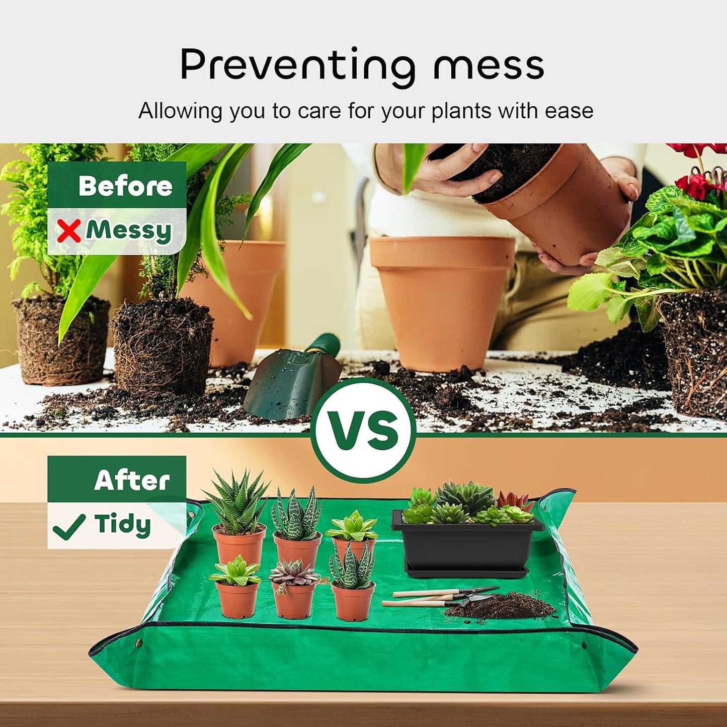 GROWNEER 3 Pcs 6.5 Inch Bonsai Pots with Drainage Humidity Trays & 1 Repotting Mat, Durable Bonsai Tree Training Pot Rectangle Planter Kit Seedling Starter Small Indoor Outdoor Growing Built in Mesh