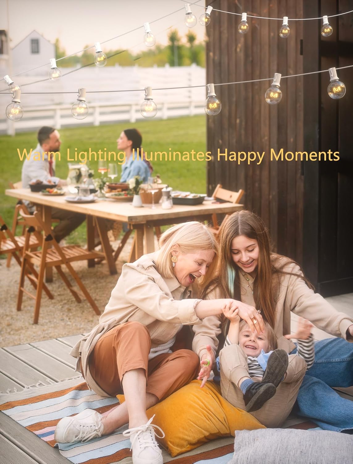 SUNSGNE 100Ft Patio String Lights, G40 Outdoor String Lights with 105 Clear Globe Edison Bulbs(5 Spare), 5 Watt Globe Bulb String Light for Indoor Outdoor Commercial Decor, White Wire