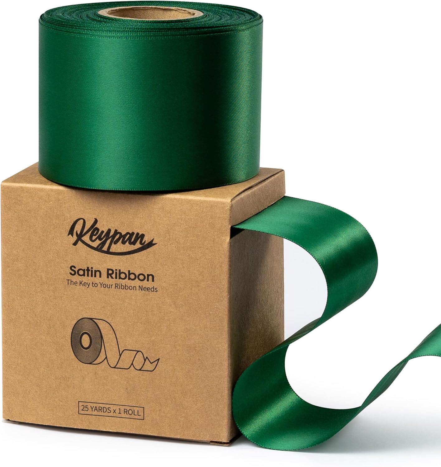 Forest Green Satin Ribbon 2.5 Inch Double-Faced Ribbons 25 Yards for Christmas Gift Wrapping Crafts Flower Bouquet Wedding Paper Bows Invitations