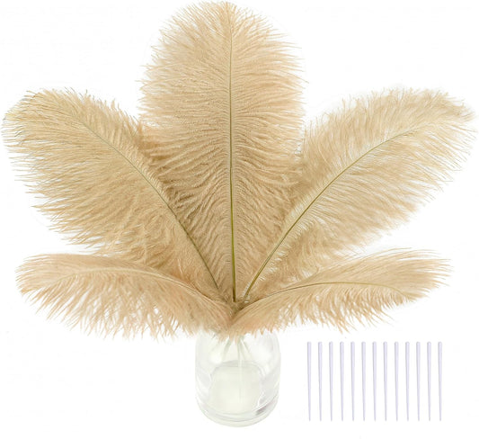 SOGUGOM Champagne Craft Ostrich Feathers - 30PCS 6-8 inch Small Ostrich Feathers Kit for Centerpieces, Kindergarten Crafts, Dream Catchers and DIY Projects(Champagne)