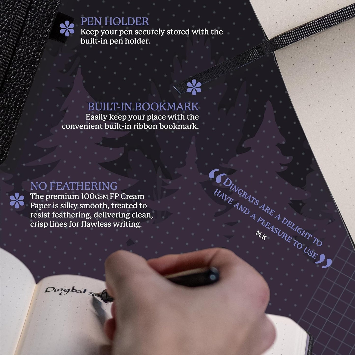 Dingbats* Wildlife Lined Writing Journal Notebook A5 - Vegan Leather Hardcover - Ideal for Work, Travel - Pocket, Elastic Closure, & Bookmark