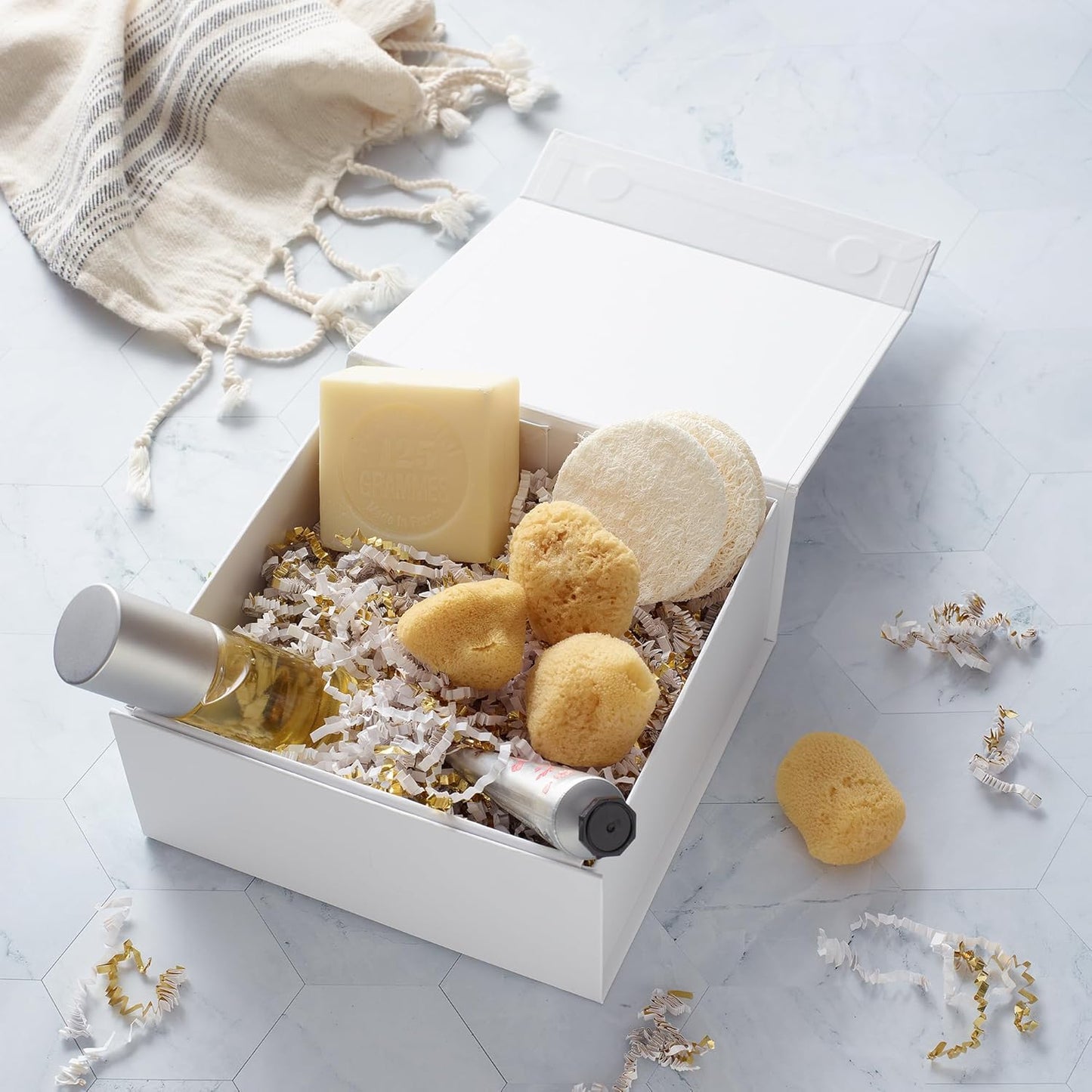 CECOBOX - Gift Boxes with Lids for Presents 6"x6"x2.75" - Matte, Collapsible Magnetic Closure Gift Box - Groomsmen & Bridesmaid Proposal Boxes, Wedding, PR, Birthdays, Holidays (White)