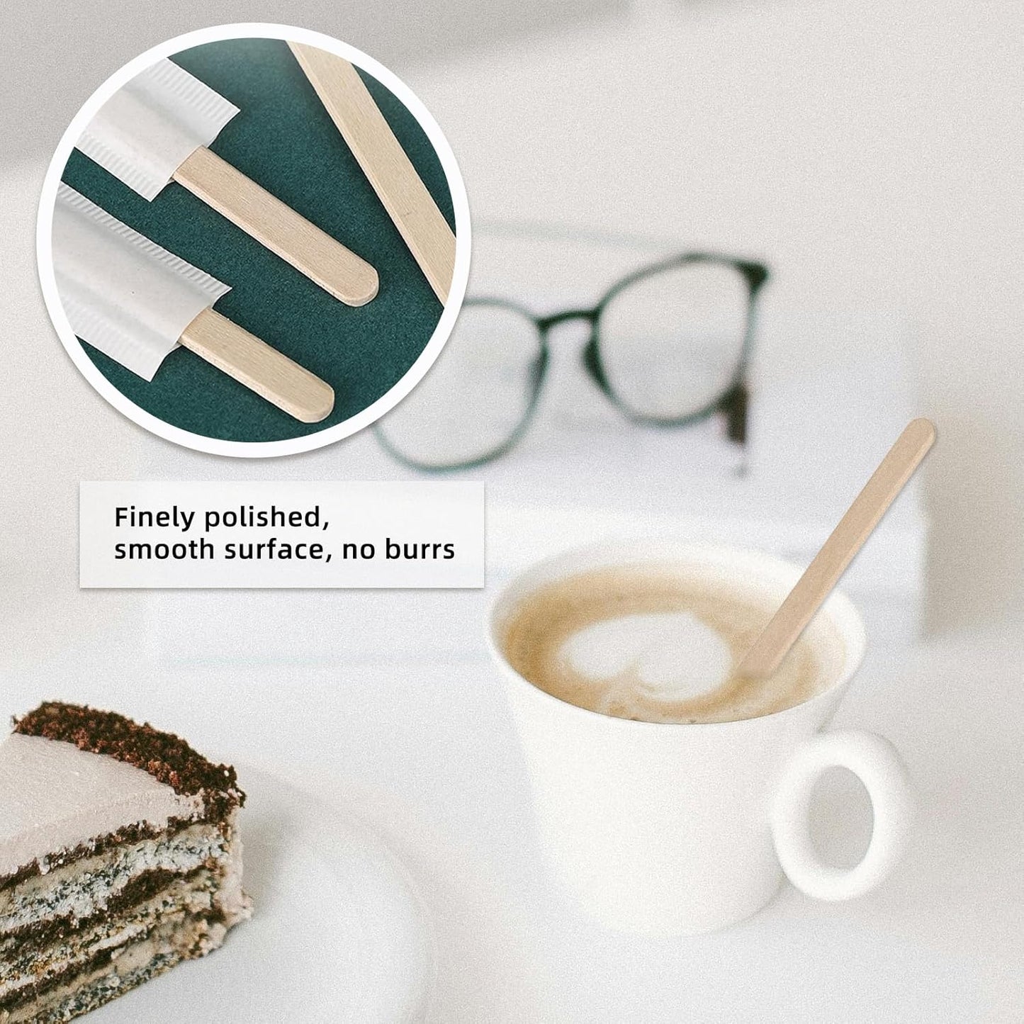 1200 Pcs Individually Wrapped Wooden Coffee Stirrers, 5.5 Inch Disposable Bulk Smooth Rounded Edges Wood Stirrers for Coffee, Cocktail and Hot Drinks
