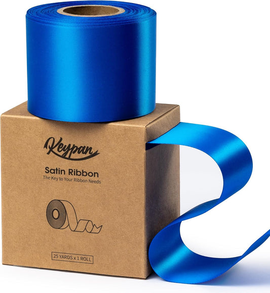 Royal Blue Satin Ribbon 2.5 Inch Double-Faced Ribbons 25 Yards for Gift Wrapping Flower Bouquet Wedding Paper Bows Invitations Crafts