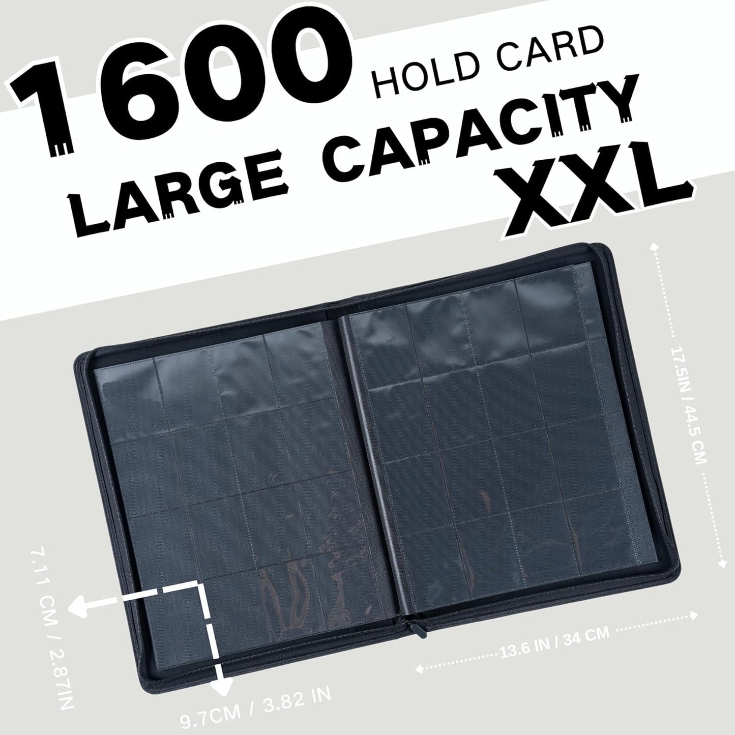 1600+ Pockets Trading Card Binder, 16-Pocket Card Ablum Compatible with MTG,Sports Cards & Other Standard Size Trading Card (WHITE)